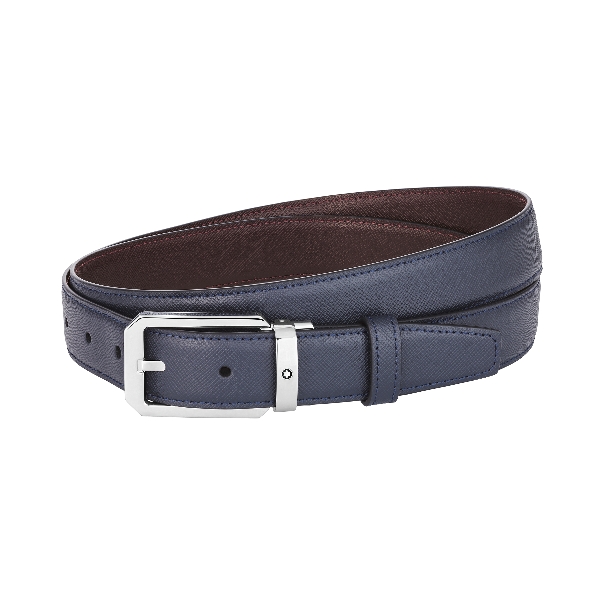 Blue/burgundy 30 mm reversible leather belt, image 3