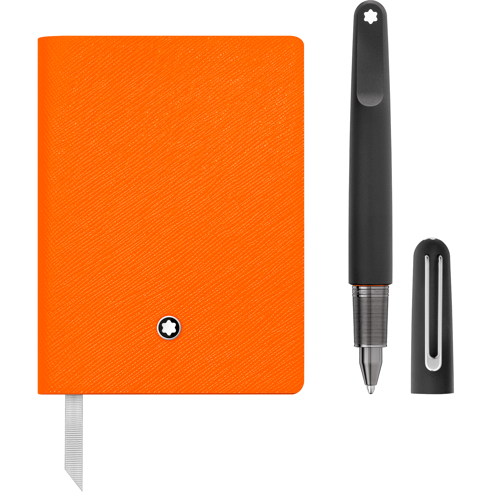 Set with Montblanc M Ultra Black Ballpoint Pen and Notebook #145 Lucky Orange lined, image 2