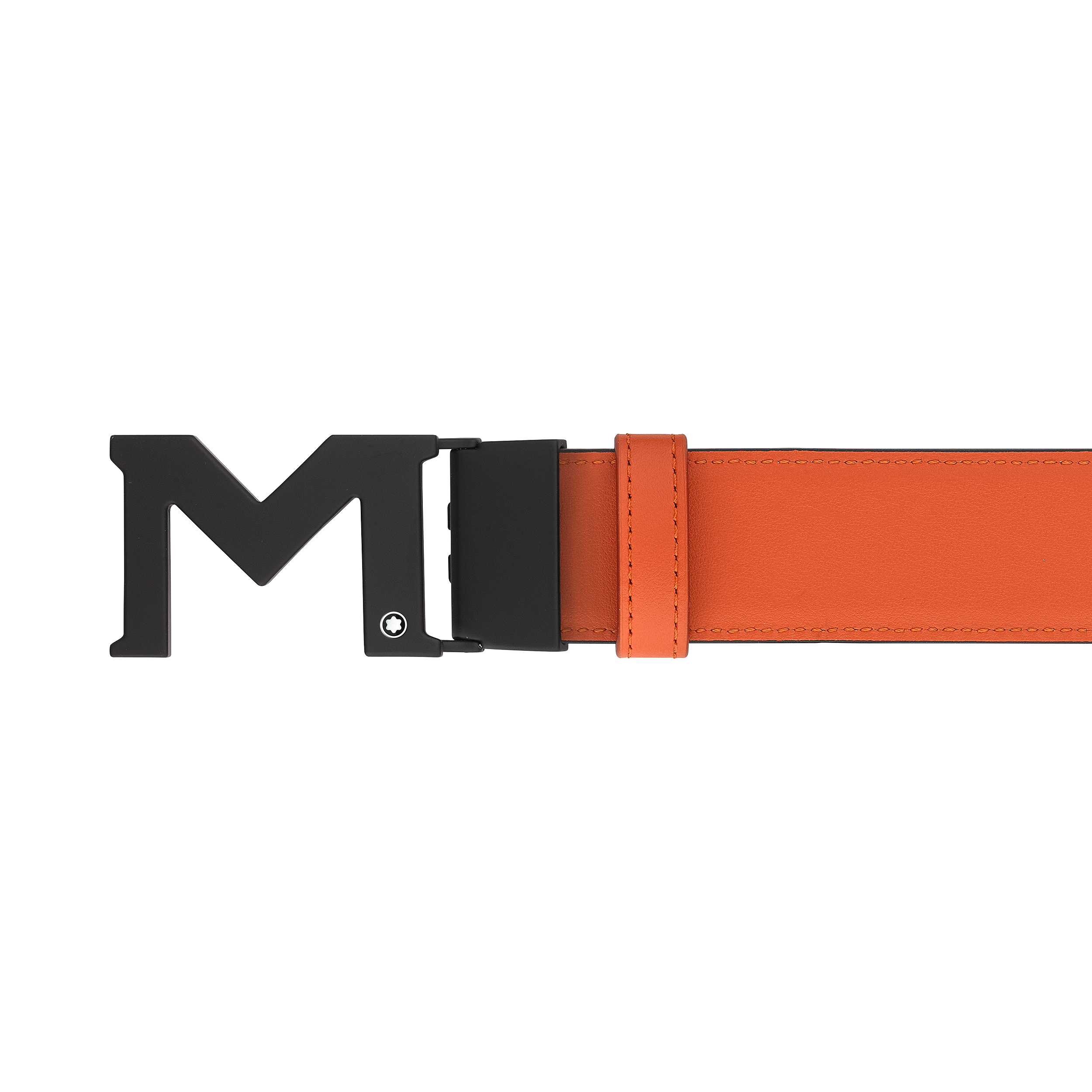 M buckle black/orange 35 mm reversible leather belt, image 4