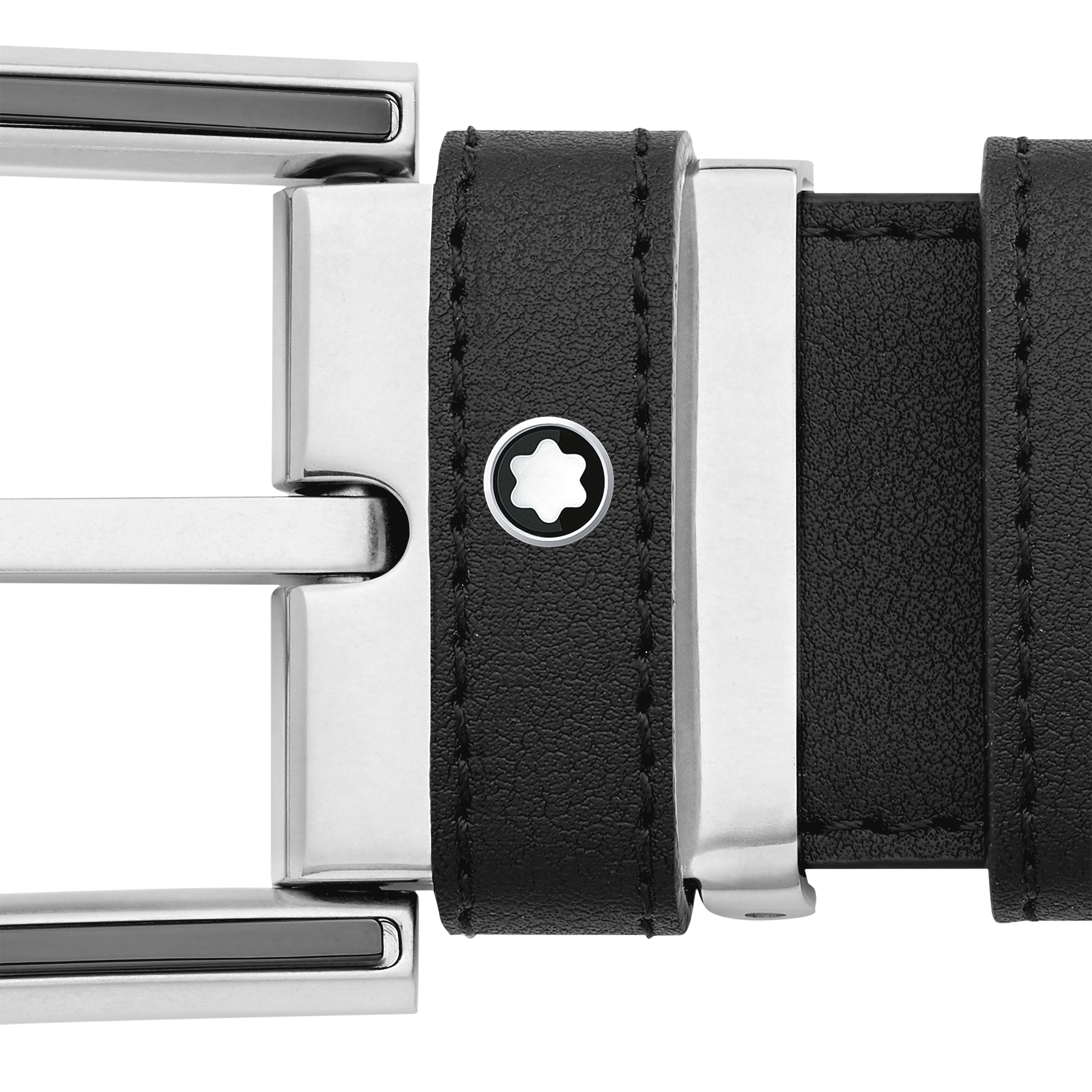 Horseshoe buckle black 35 mm leather belt, image 3