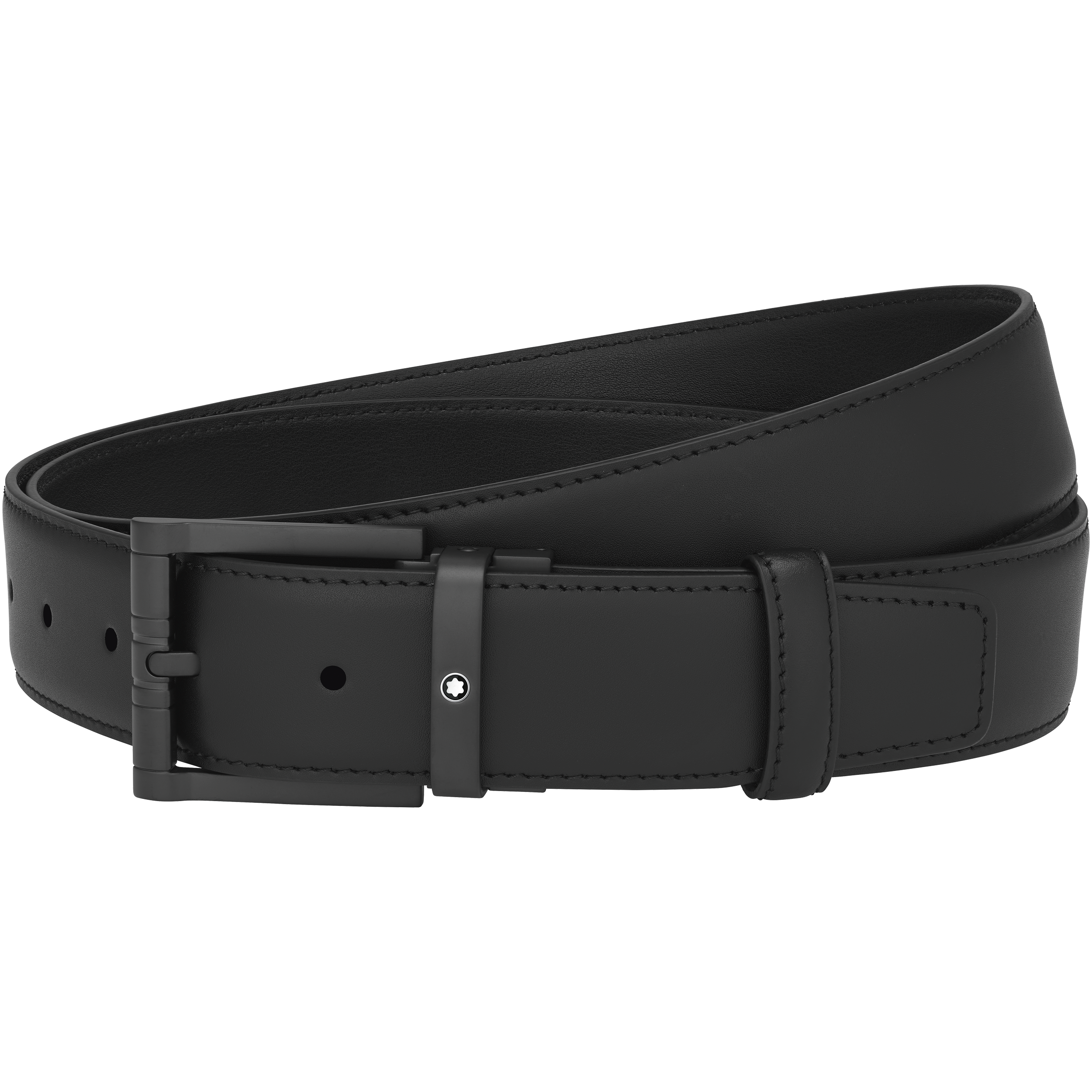 Black 35 mm leather belt, image 2