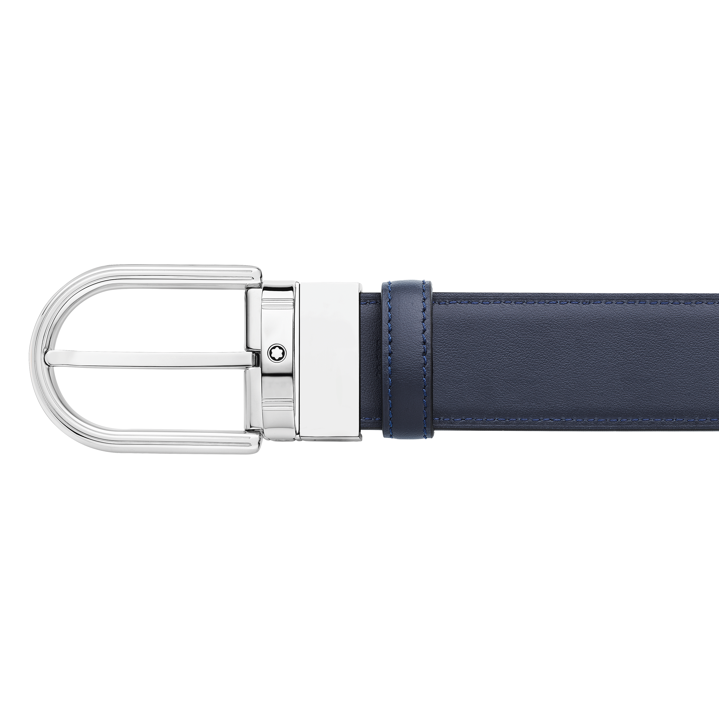 Horseshoe buckle black/navy 35 mm reversible leather belt, image 2