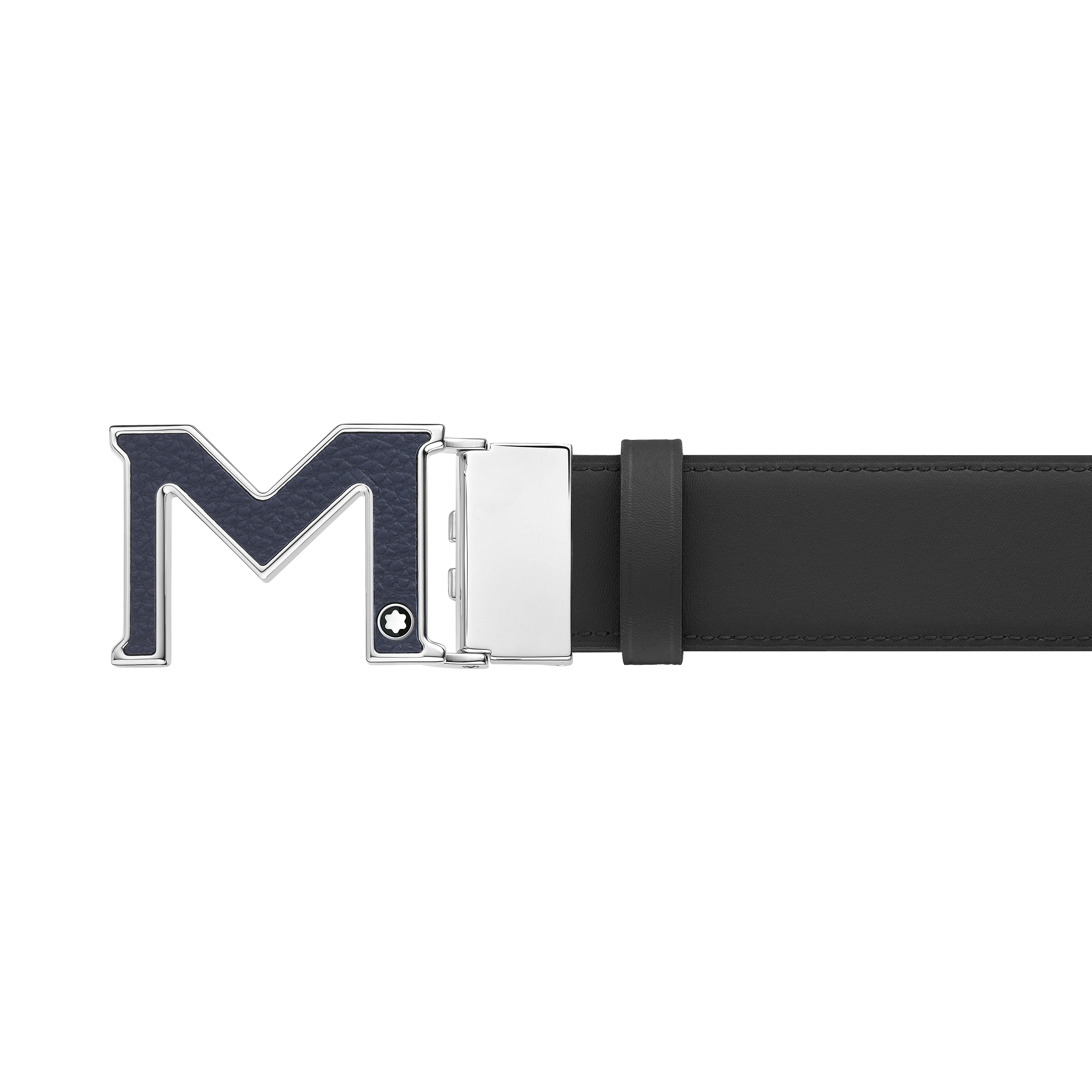 M buckle blue/black 35 mm reversible leather belt, image 1