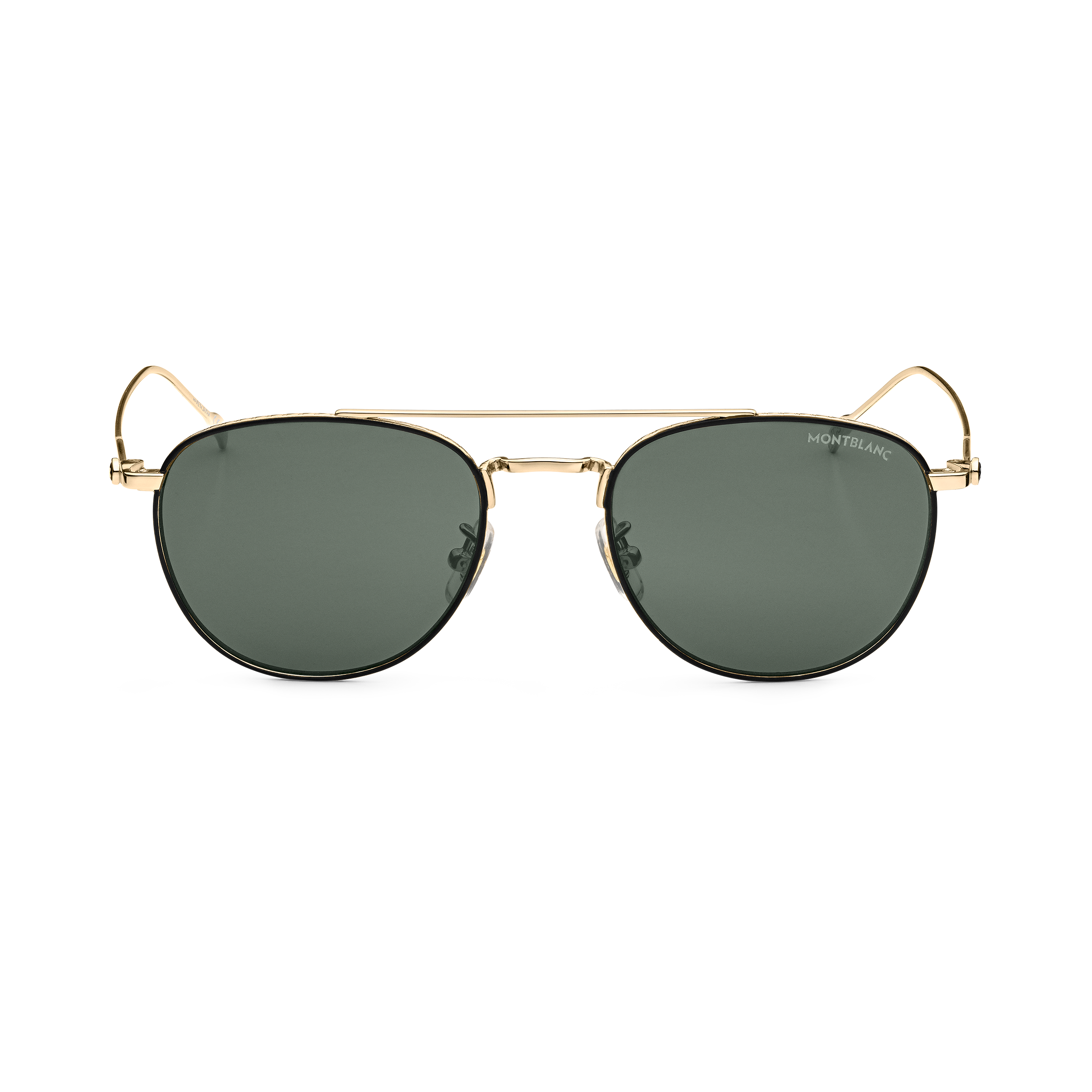 Round Sunglasses with Gold-Colored Metal Frame and Green Lenses, image 1