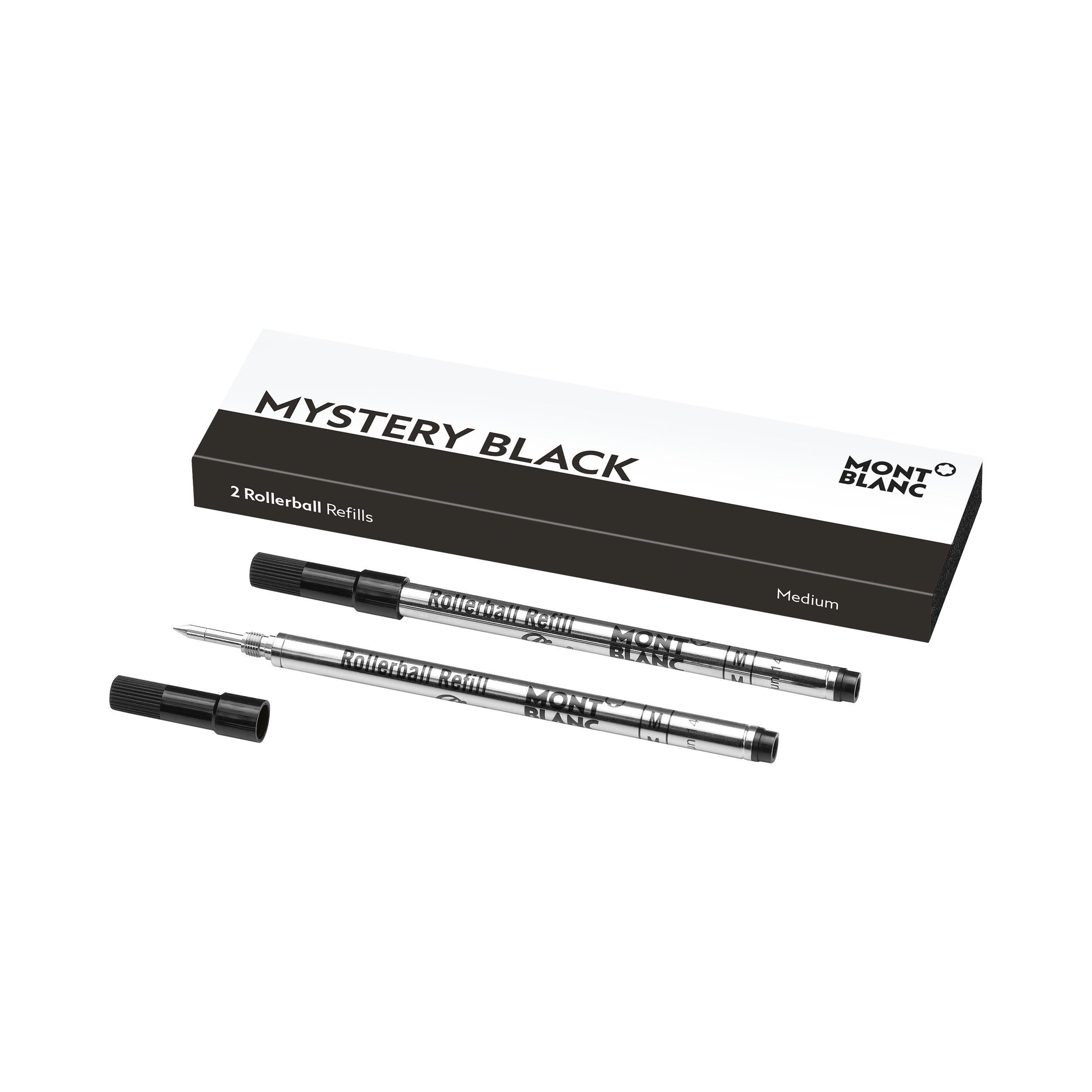 2 Rollerball Refills Medium Mystery Black