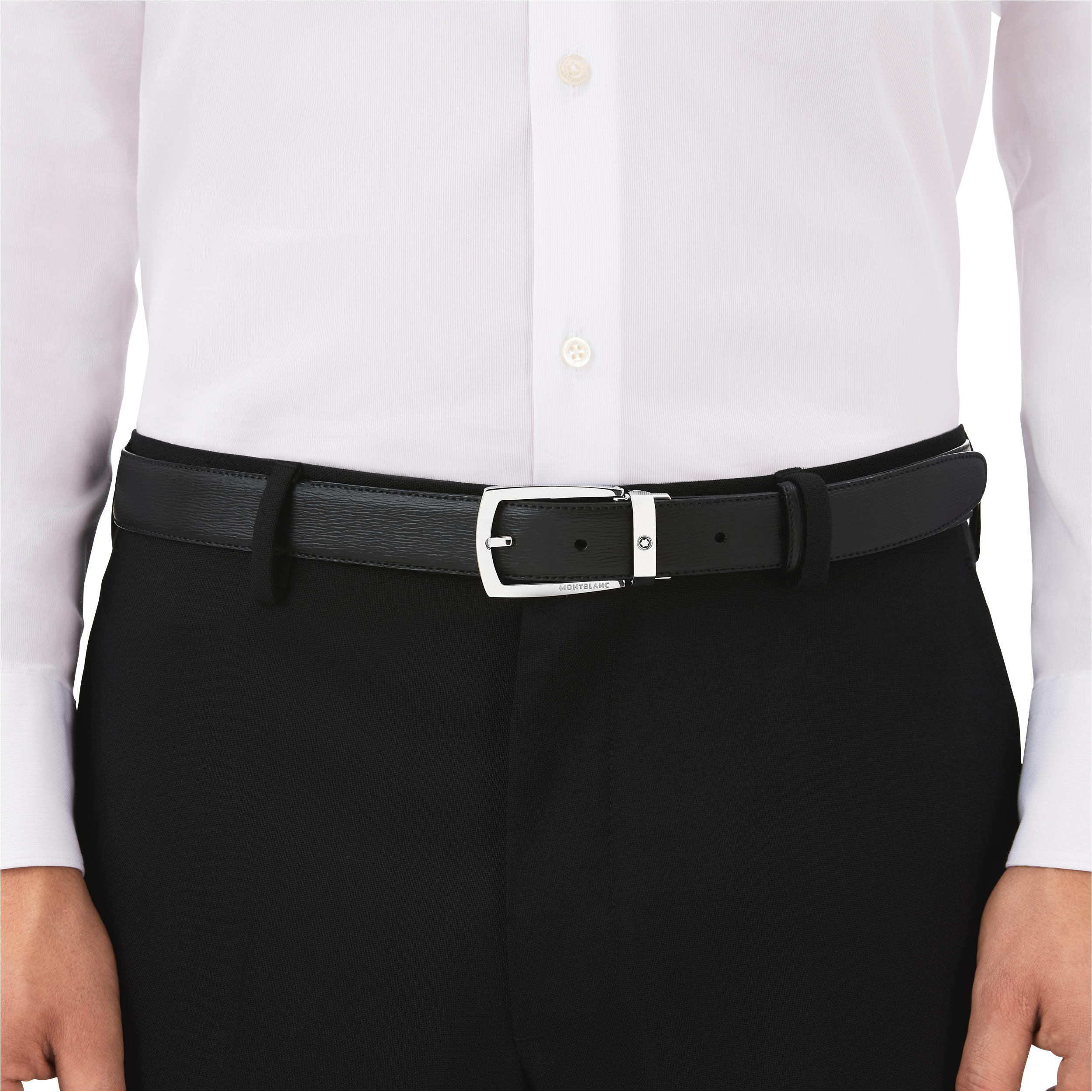 Black 30 mm leather belt, image 3