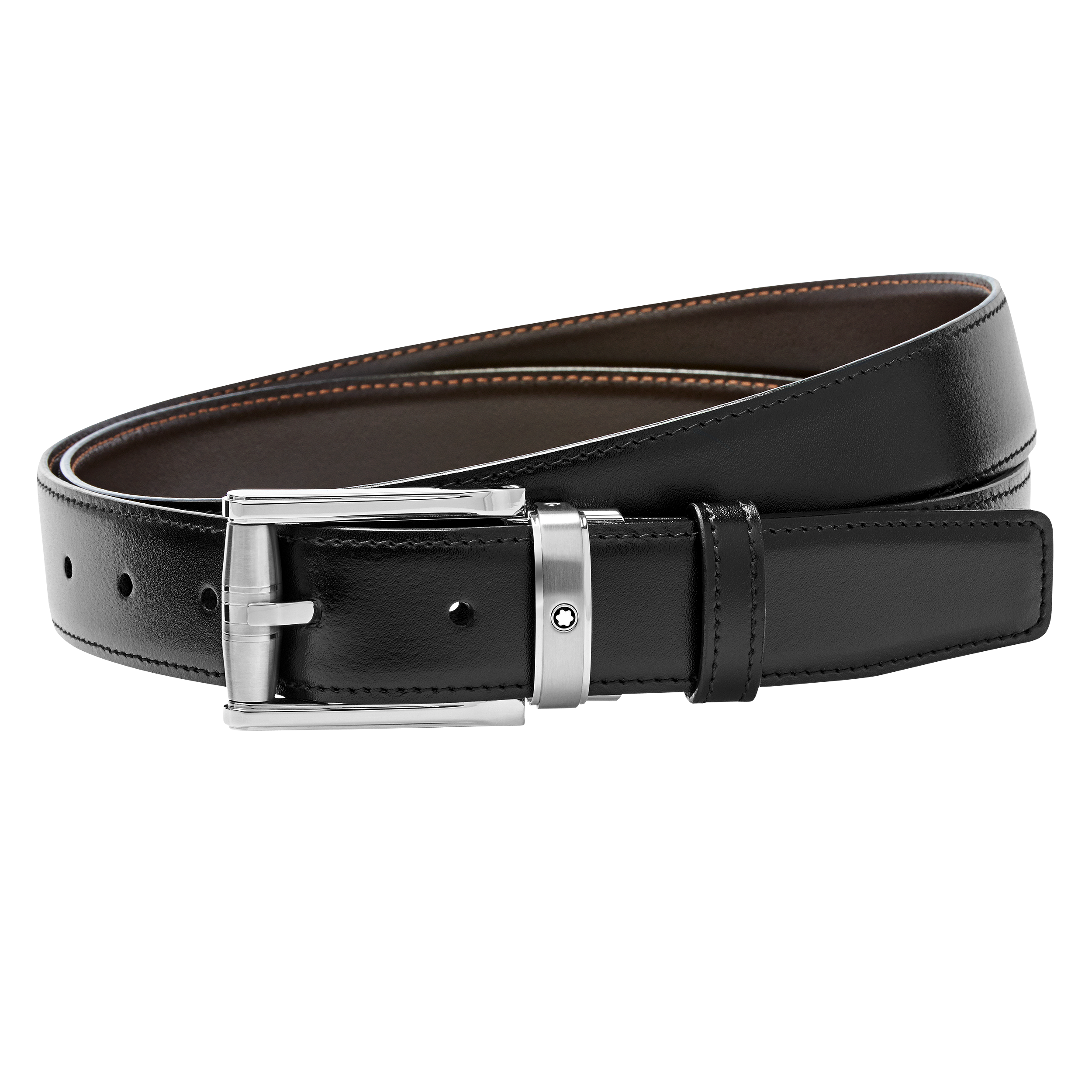 Black/brown 30 mm reversible leather belt, image 1