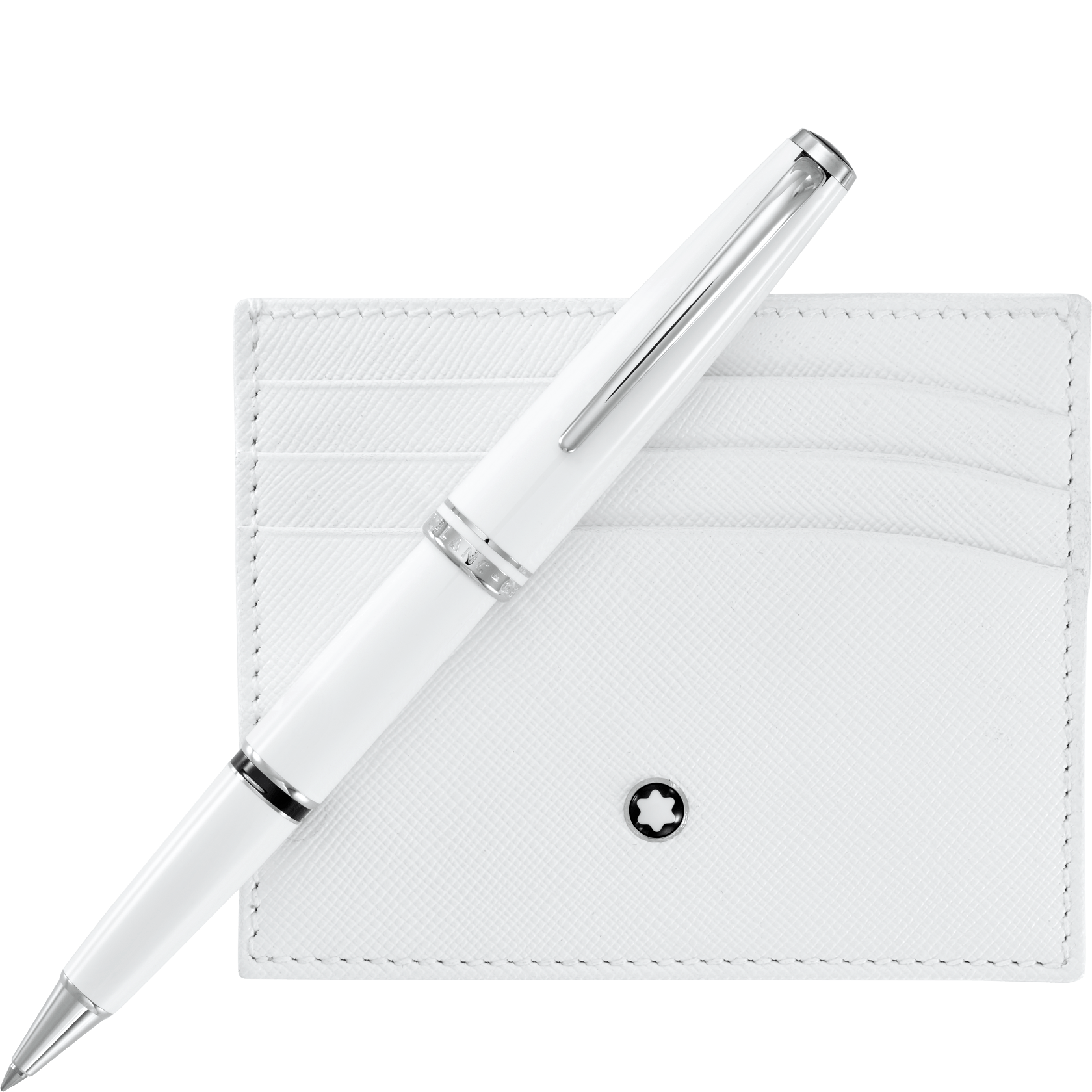 2 صورة ،Set with Montblanc Cruise Collection White Rollerball and White Pocket Holder 6cc