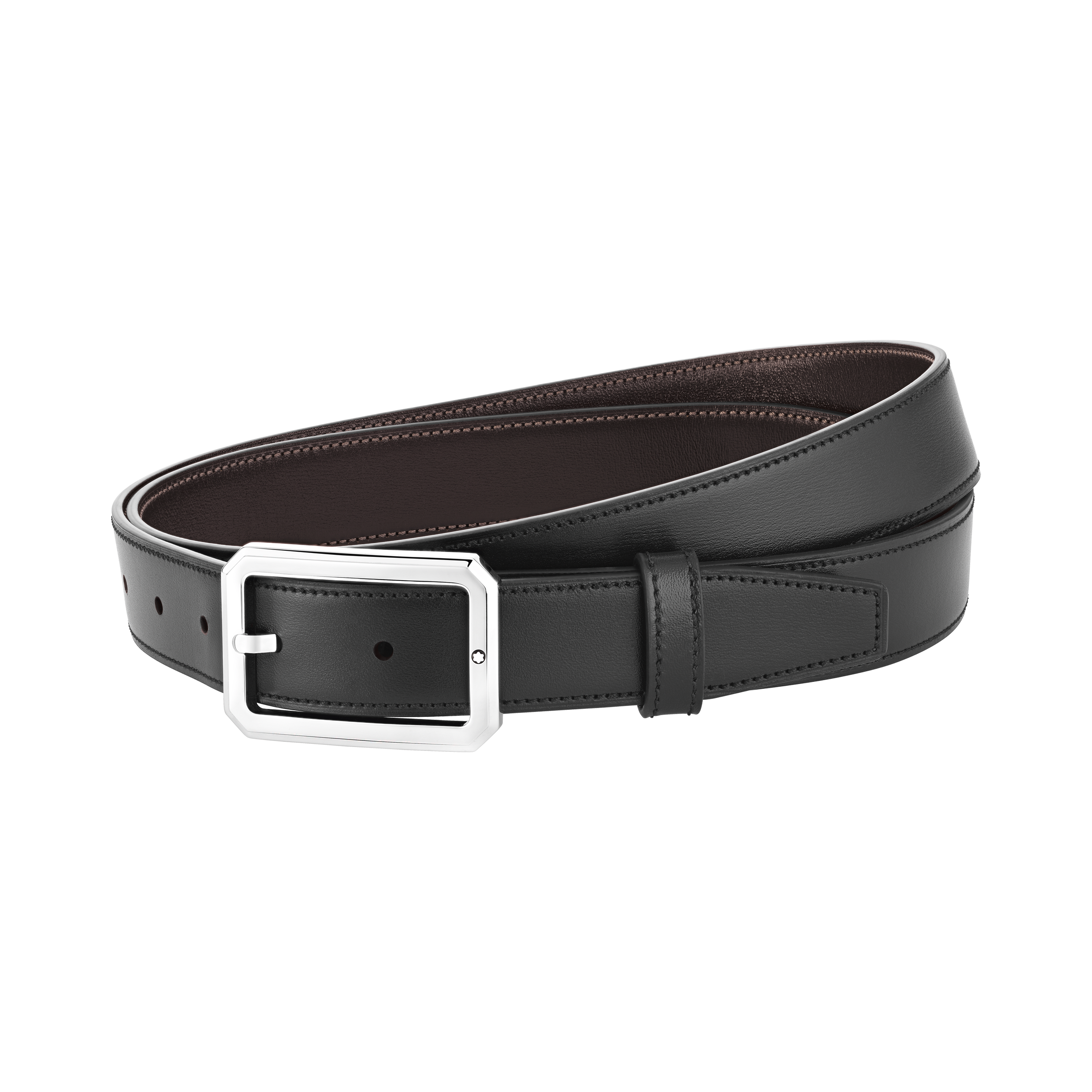 Black/brown 30 mm reversible leather belt, image 3