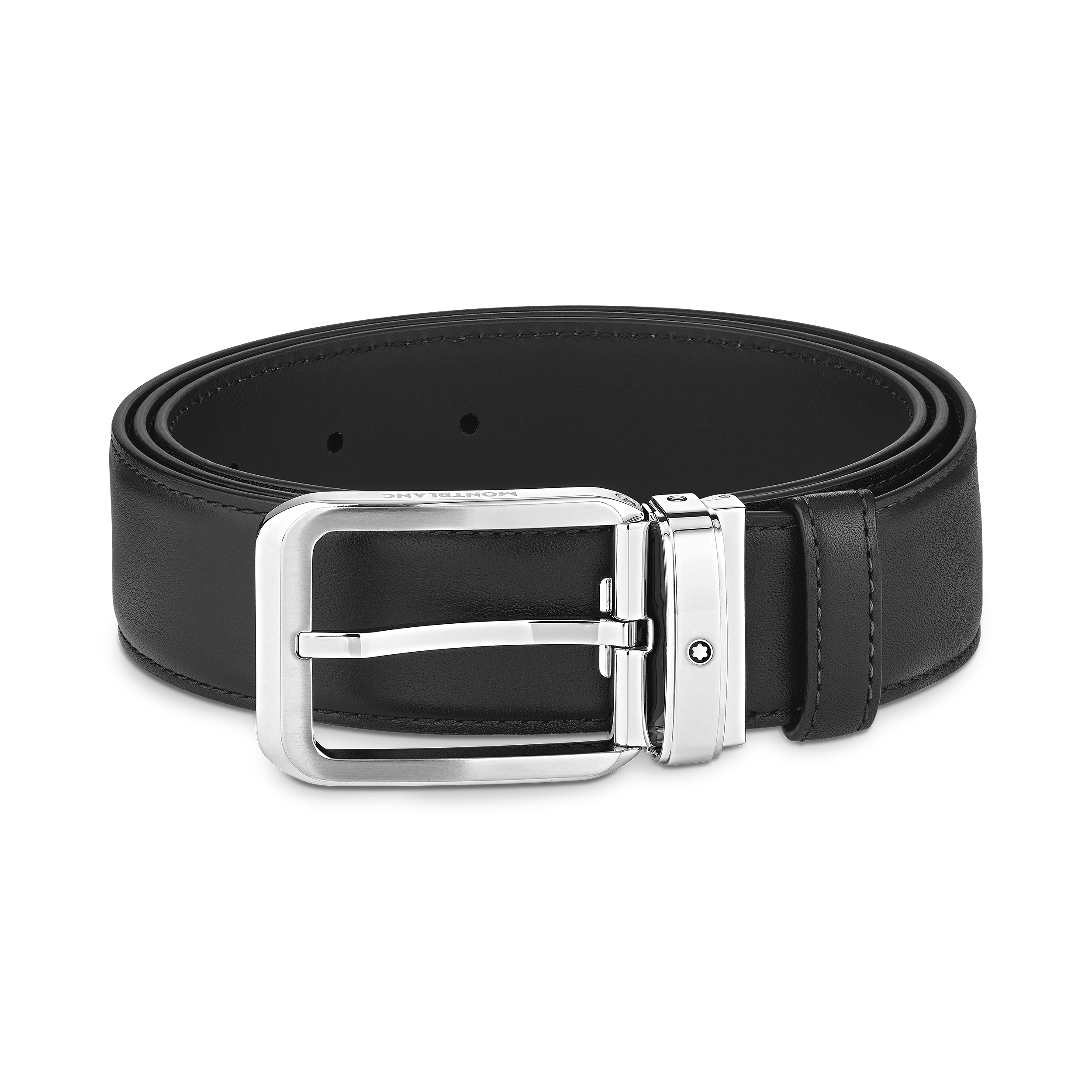 Black 35 mm leather belt, image 1