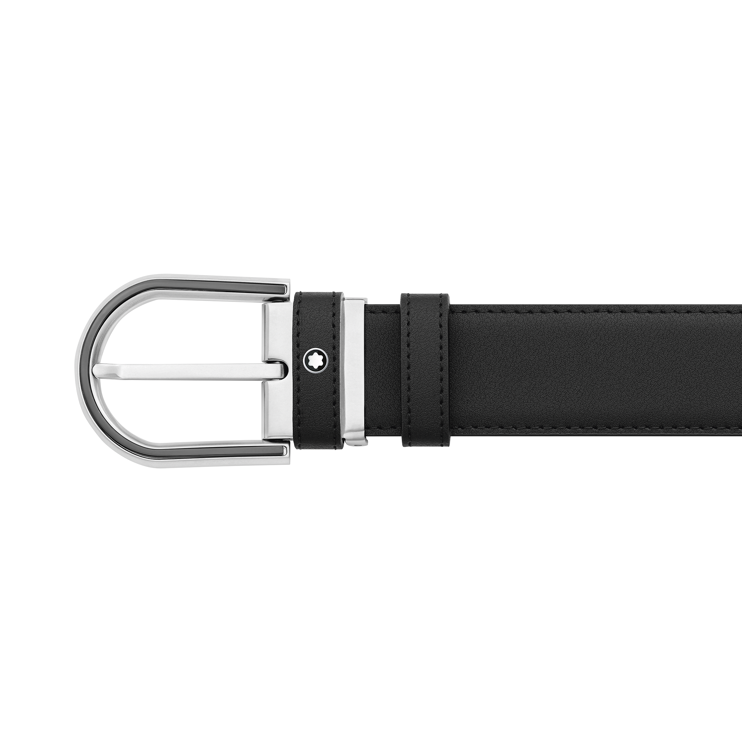 Horseshoe buckle black 35 mm leather belt, image 1