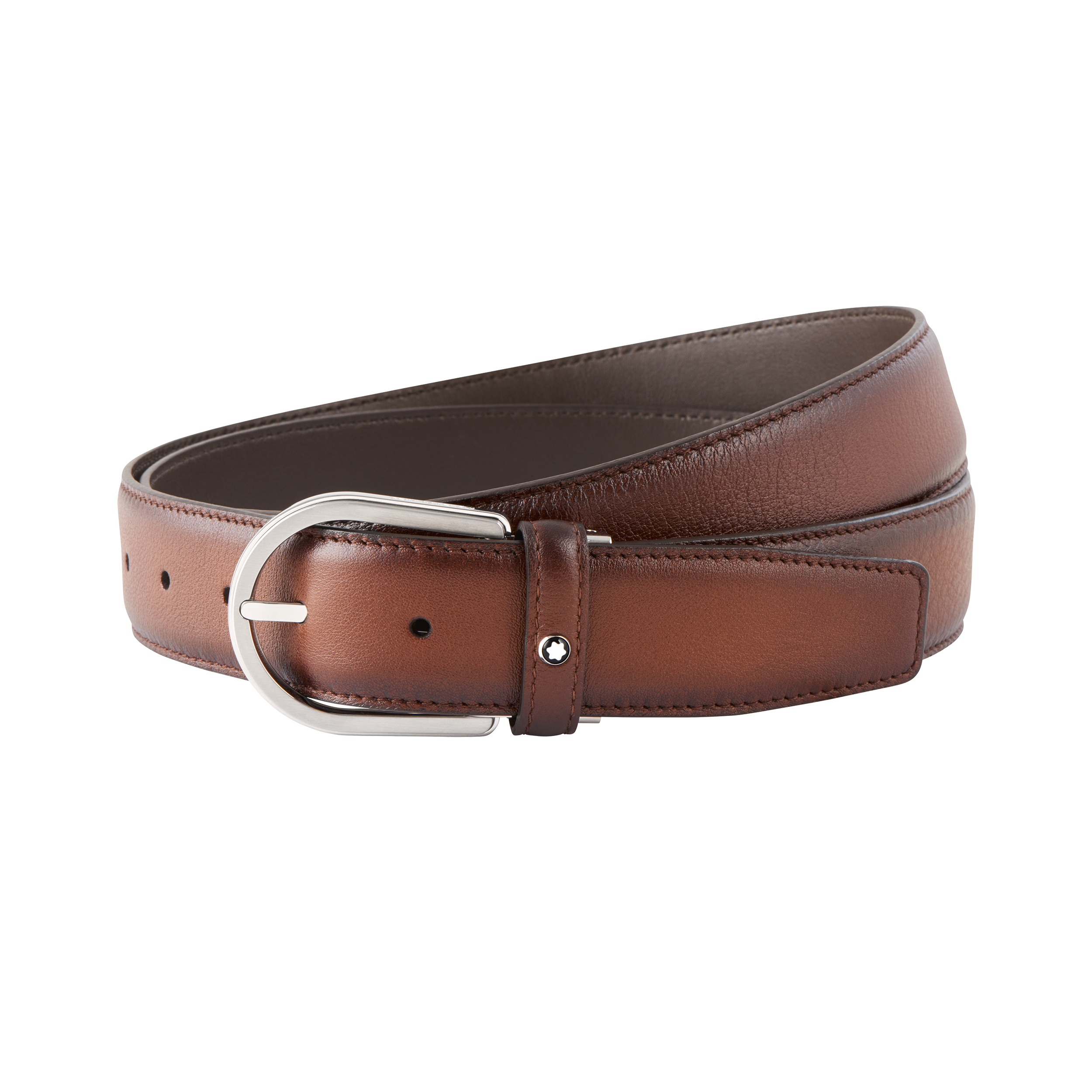 Horseshoe buckle brown 35 mm leather belt, image 1