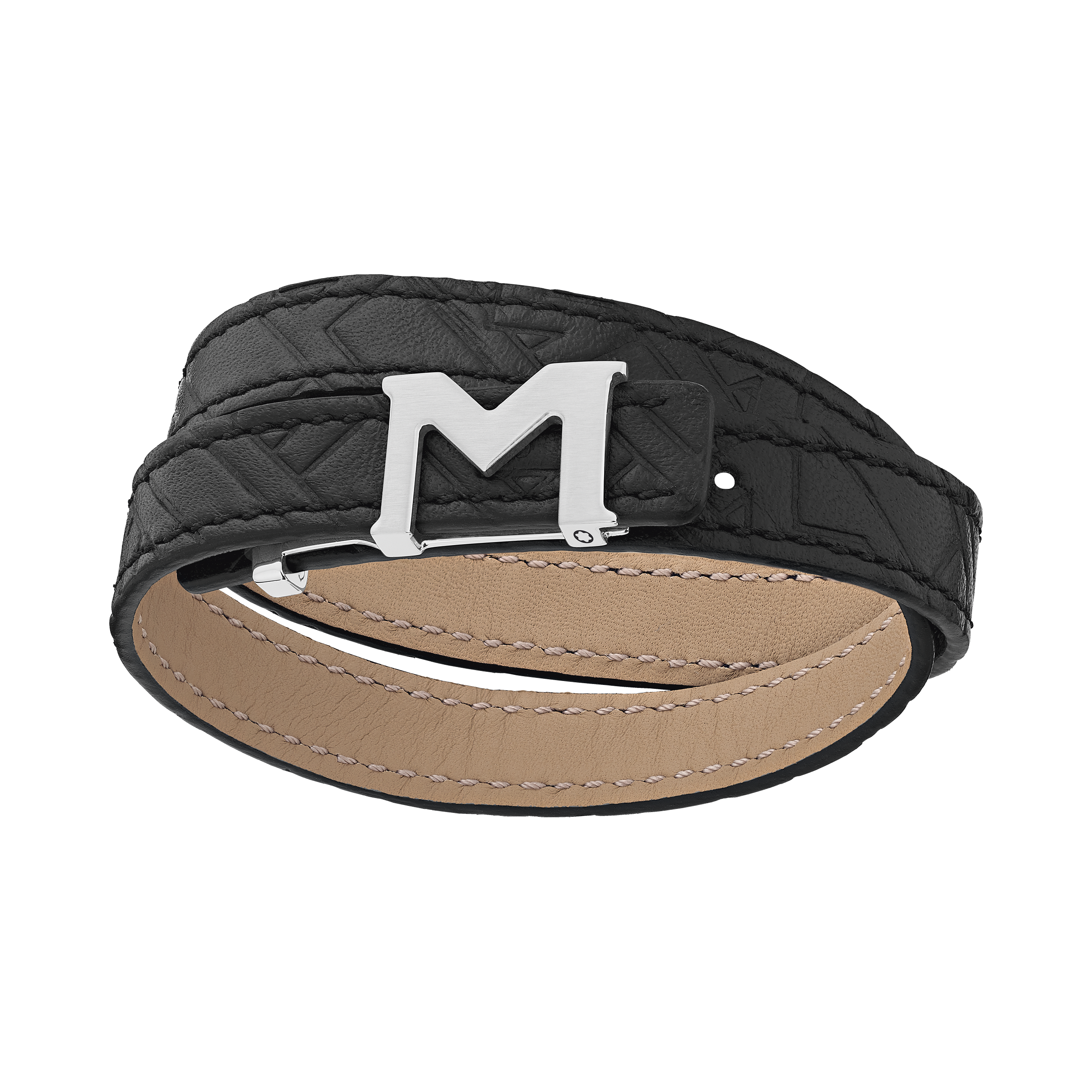Montblanc M Logo Bracelet with Embossed Black Band