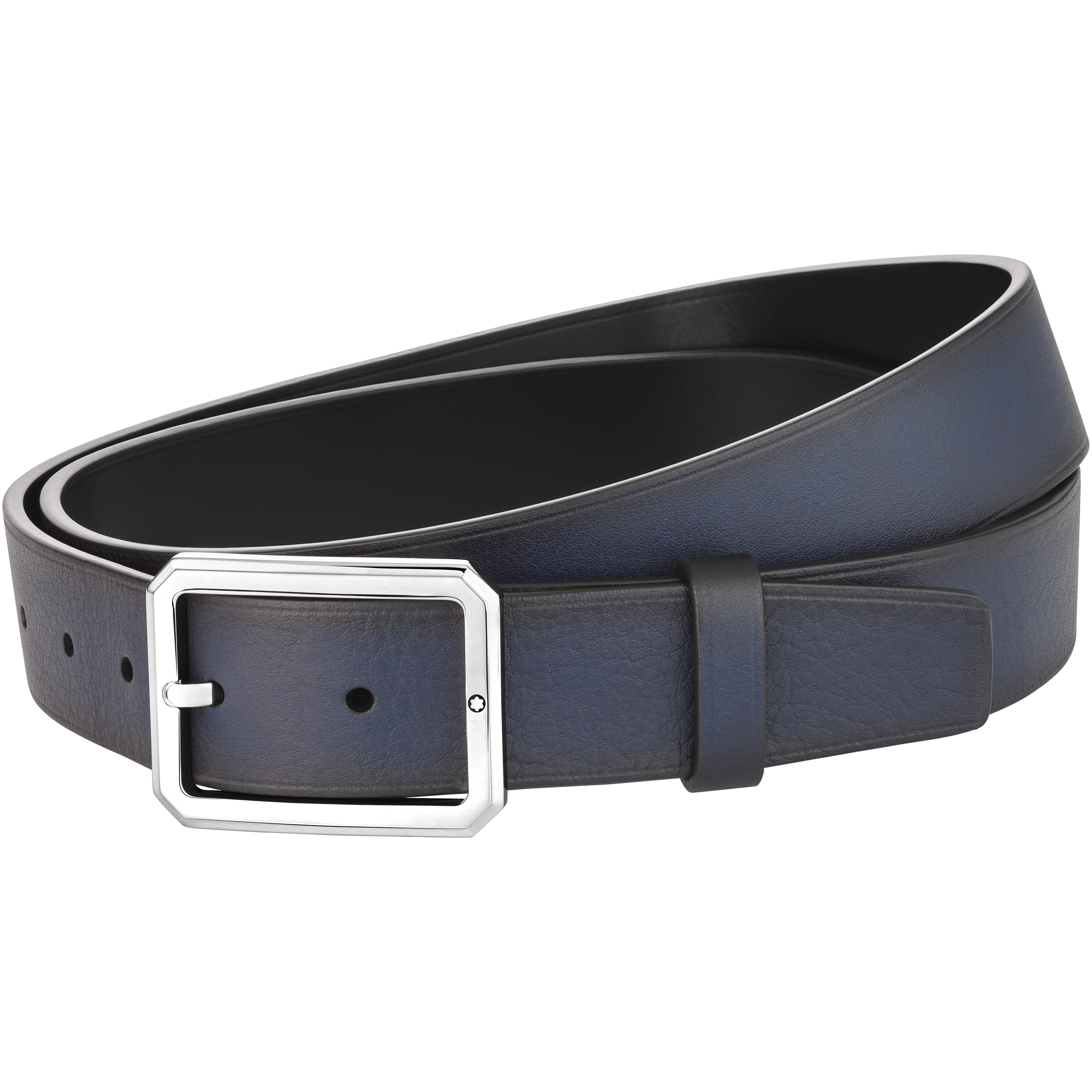Blue/black 35 mm reversible leather belt, image 2