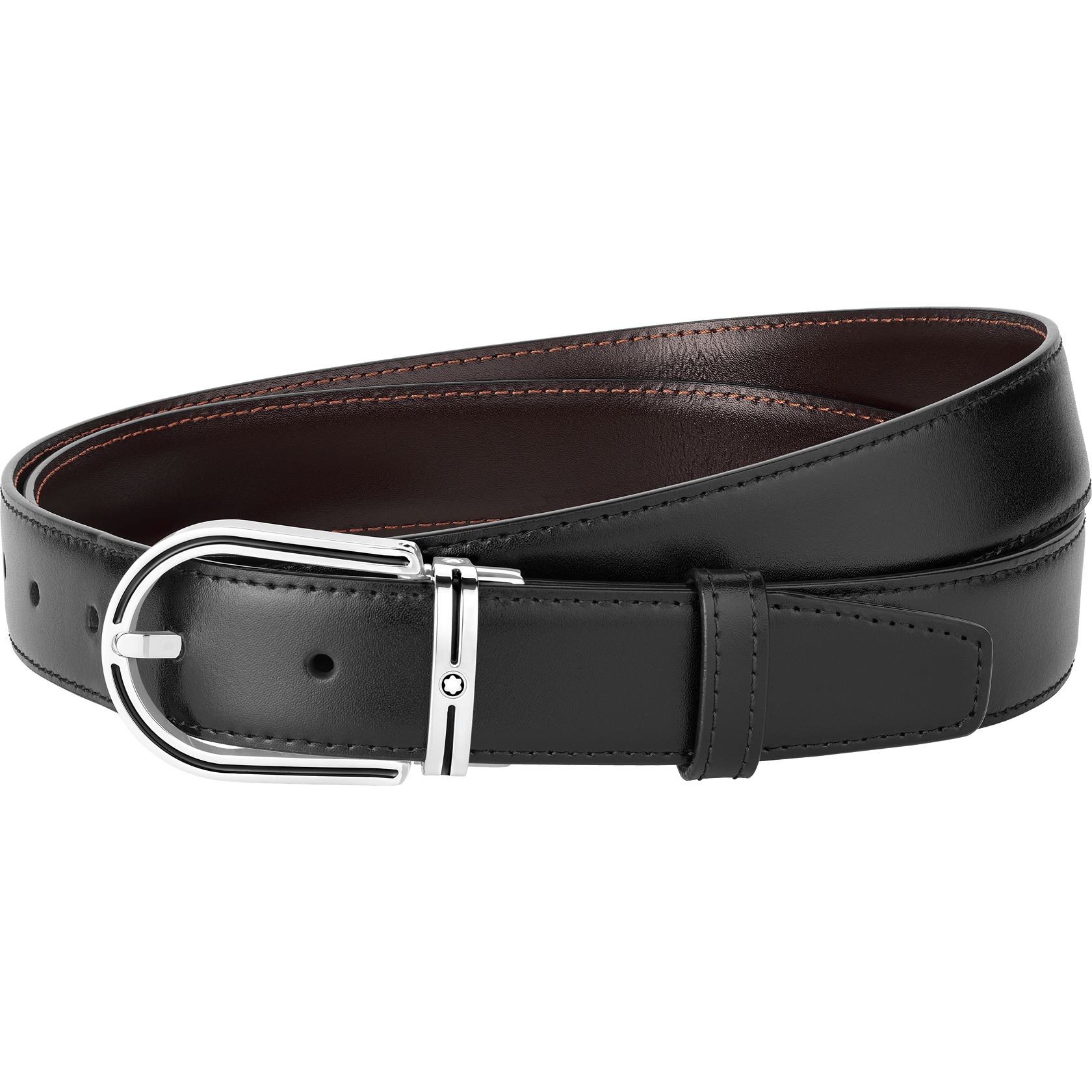 Horseshoe Stainless Steel and Black Enamel Insert Pin Buckle Belt, image 1