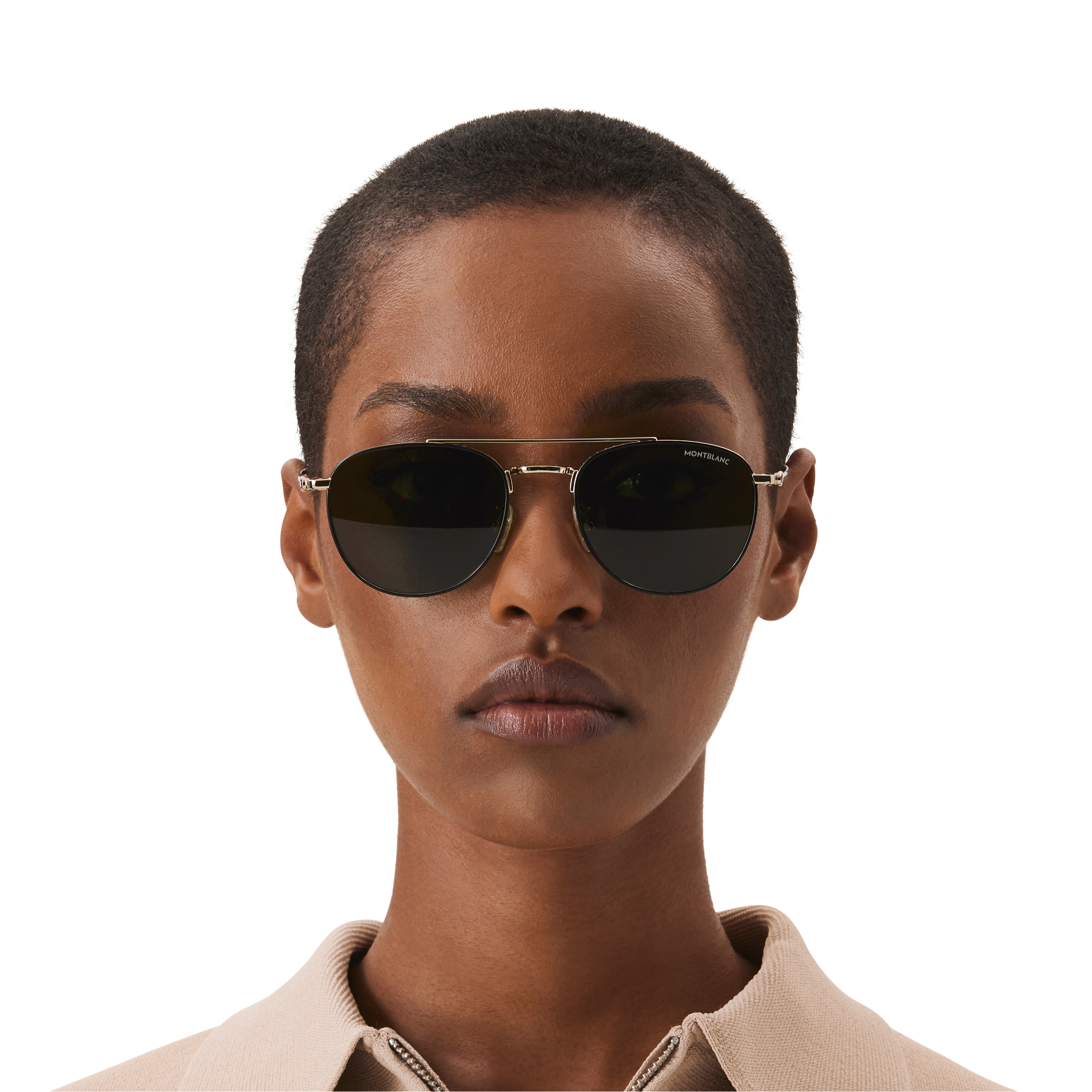 Round Sunglasses with Gold-Colored Metal Frame and Green Lenses, image 4