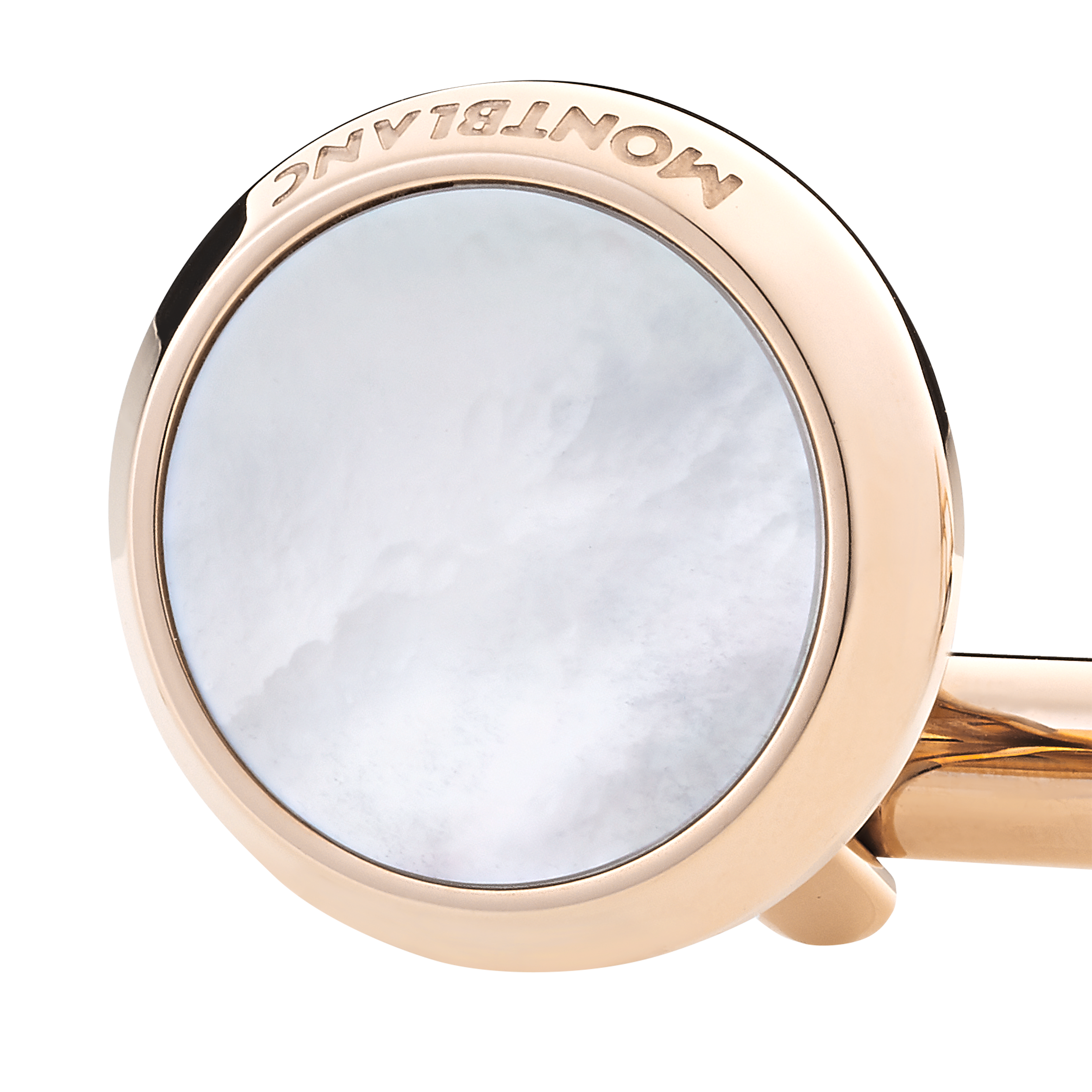 Cufflinks and tuxedo stud set in stainless steel with rose gold-colored PVD and mother-of-pearl, image 4