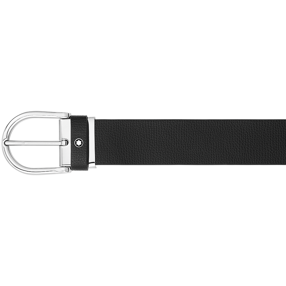 Round horseshoe shiny palladium-coated pin buckle belt, image 2