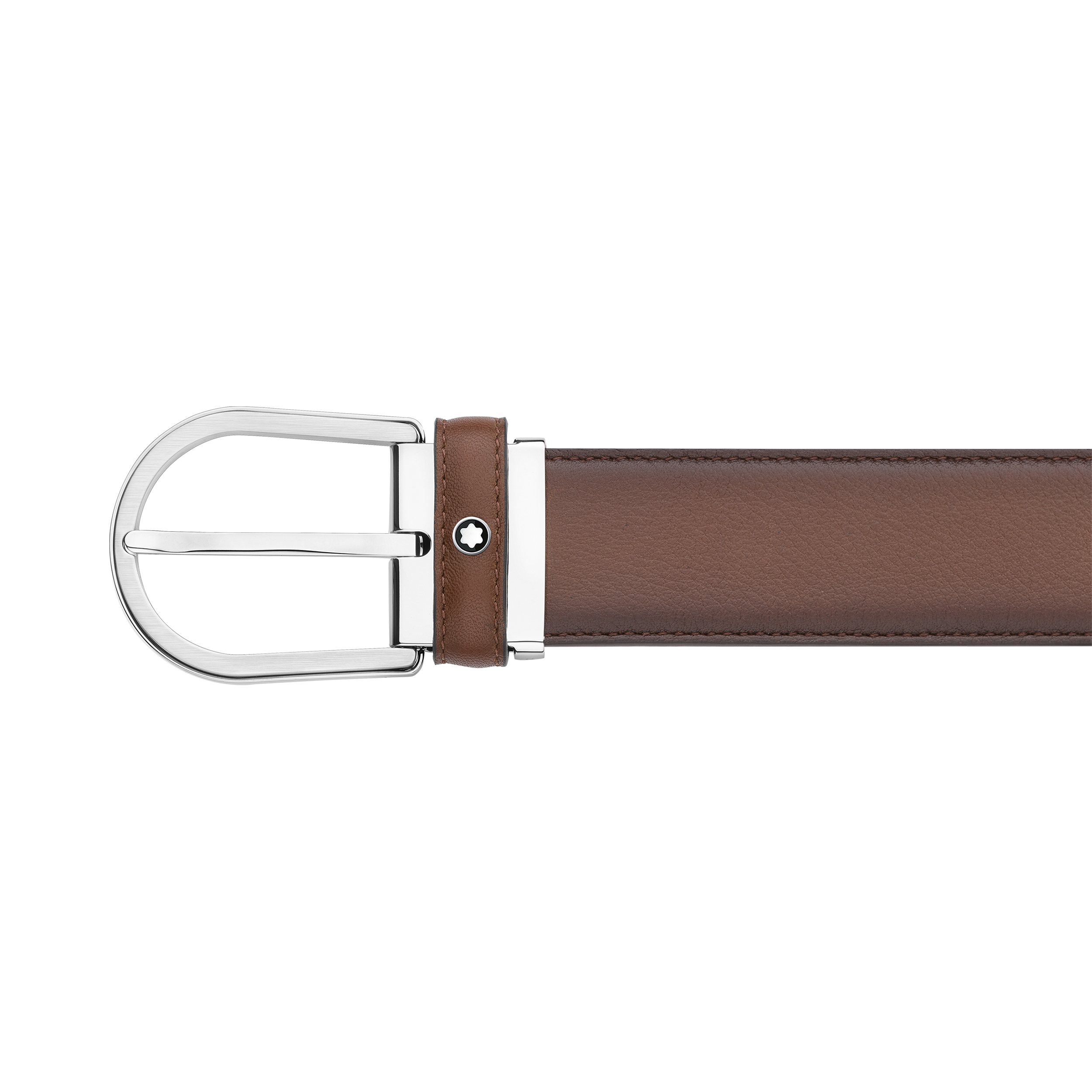 Horseshoe buckle brown 35 mm leather belt, image 2