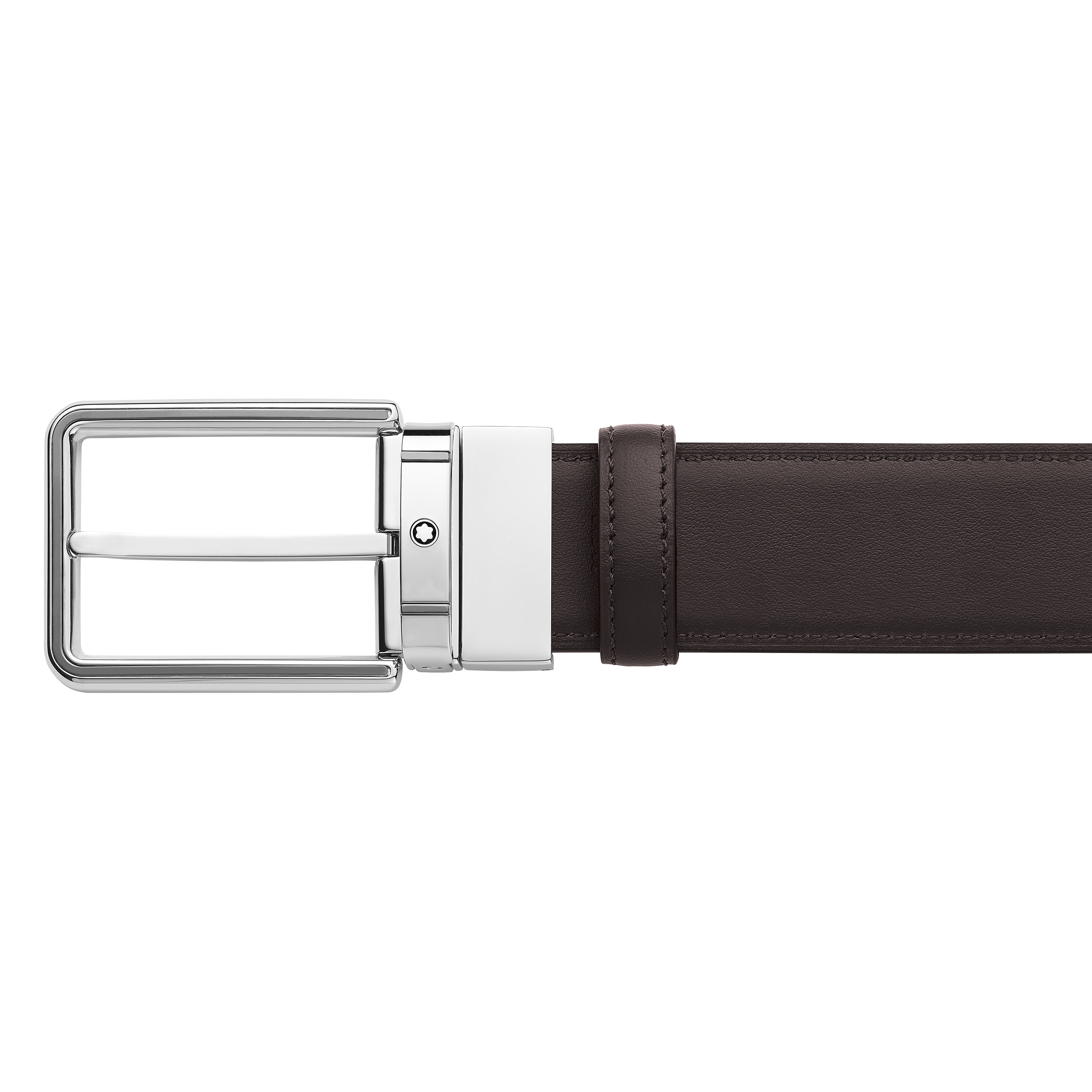 Rectangular Black Detail Shiny Palladium finish Pin Buckle Belt, image 2