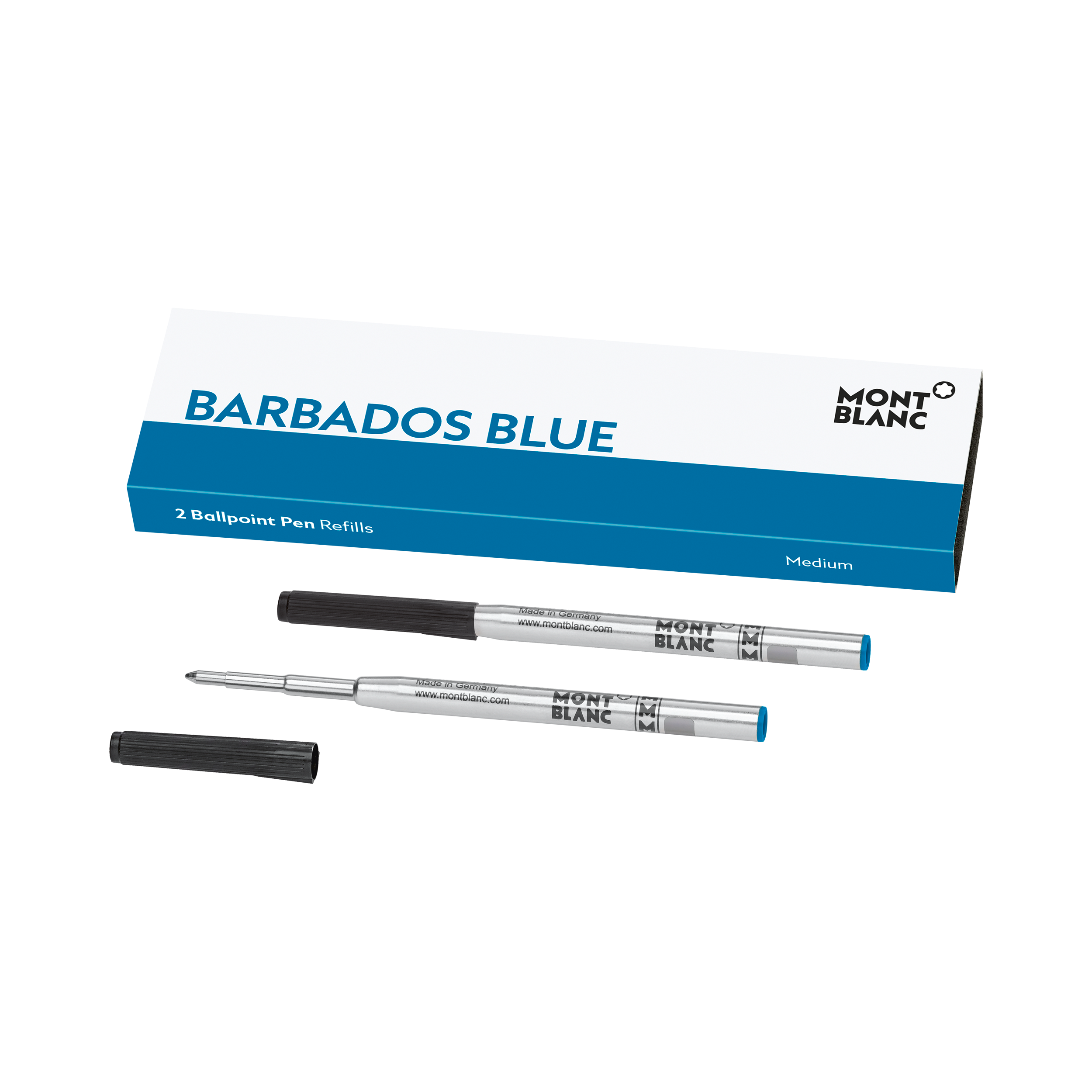2 Ballpoint Refills, Barbados Blue - Medium, image 1