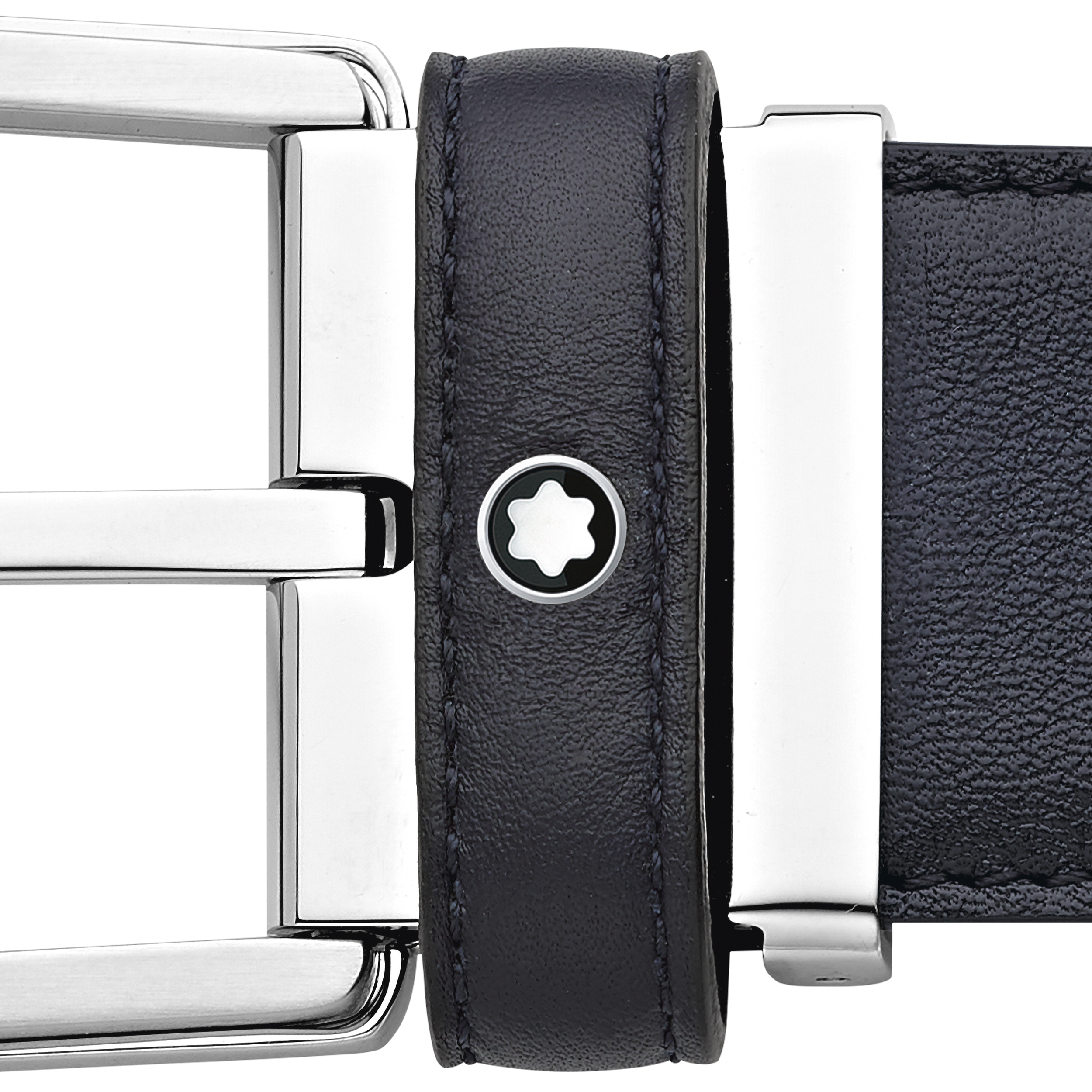 Horseshoe buckle blue 35 mm leather belt, image 2
