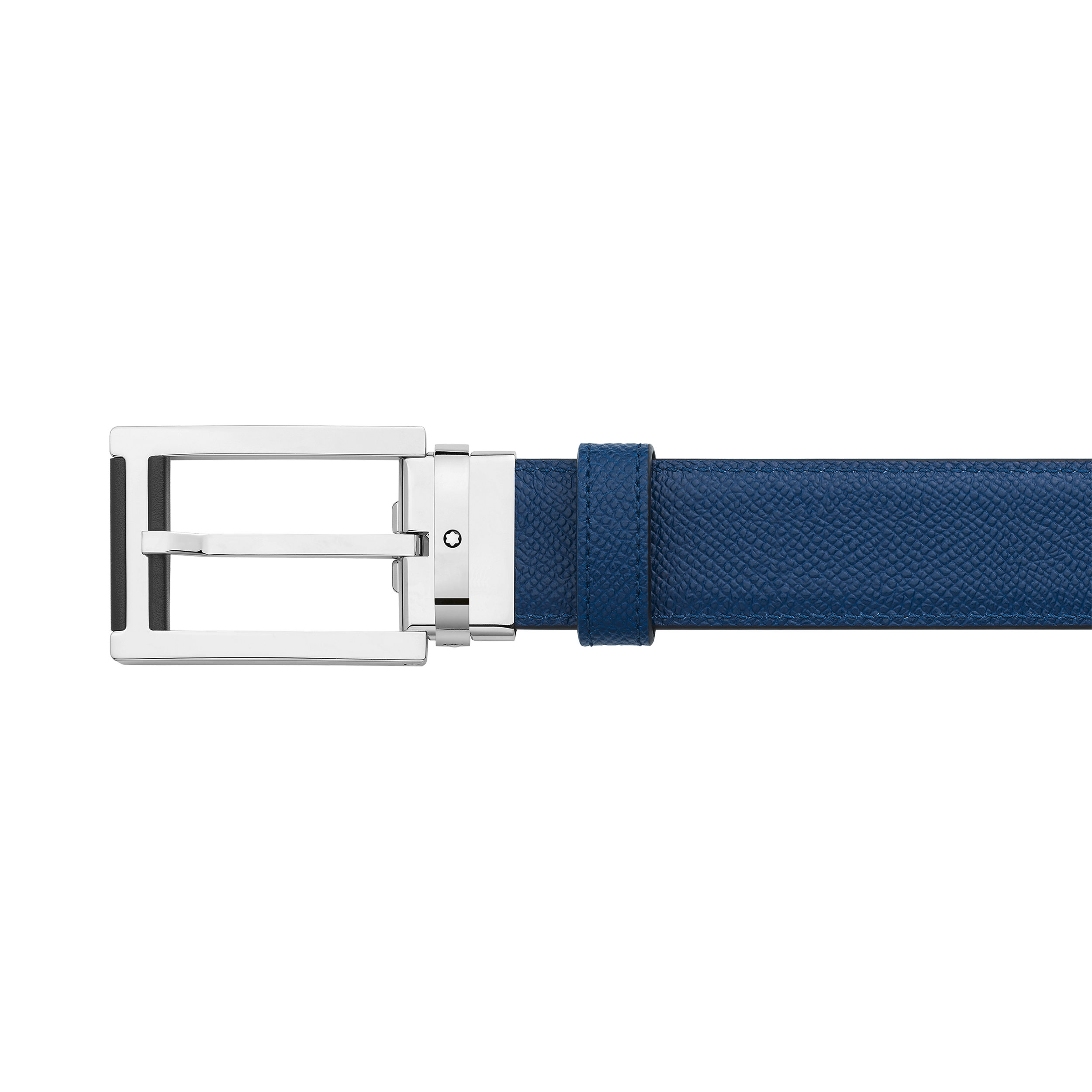Black/blue 30 mm reversible leather belt, image 2