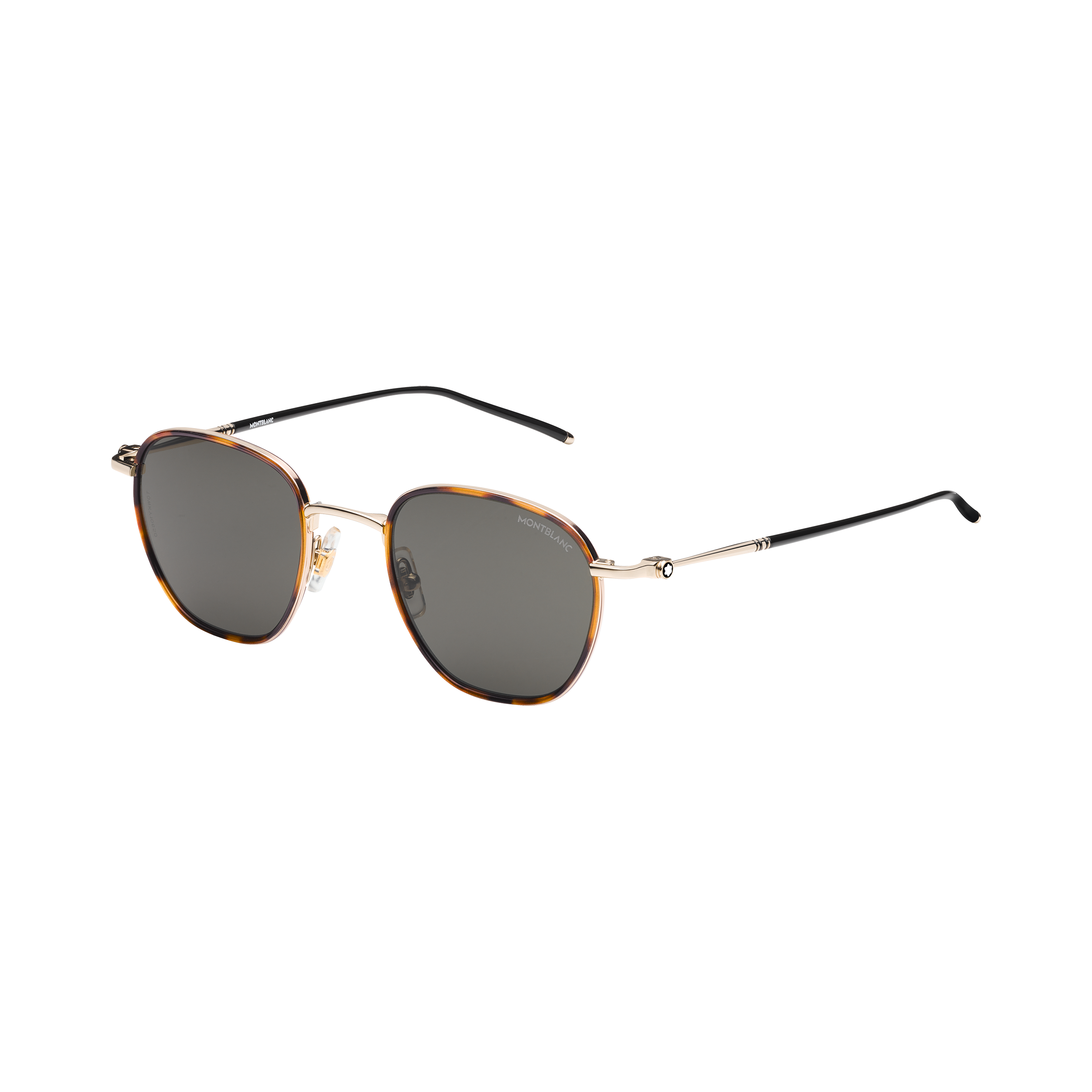 Rectangular Sunglasses with Black and Gold-Colored Steel and Acetate Frame, image 1