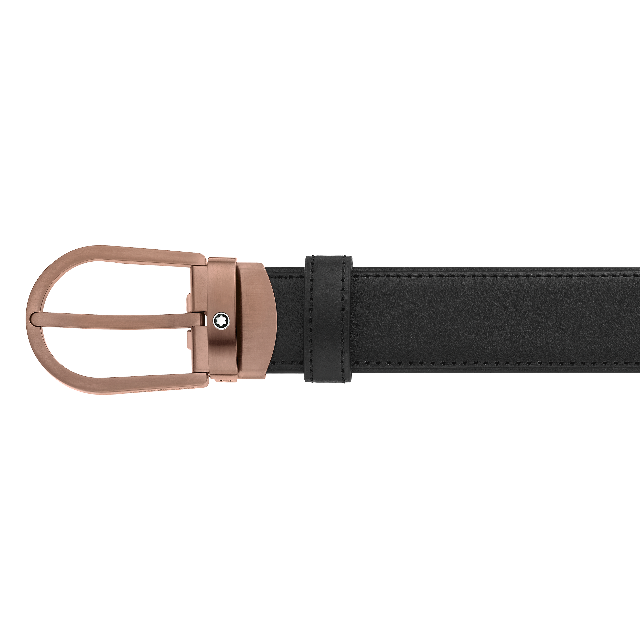 Horseshoe buckle black 30 mm leather belt, image 1