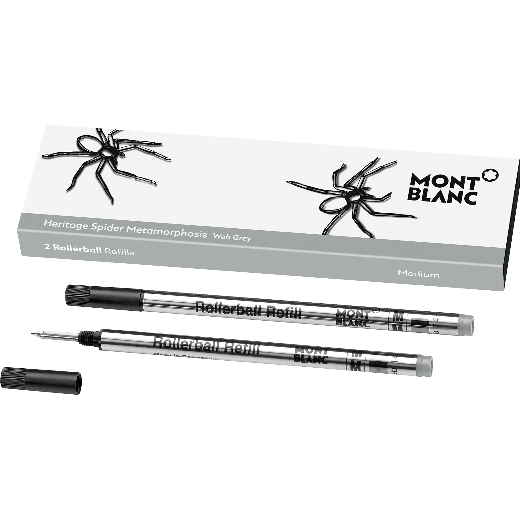 2 Rollerball Refills (M), Heritage Spider, Gray, image 1