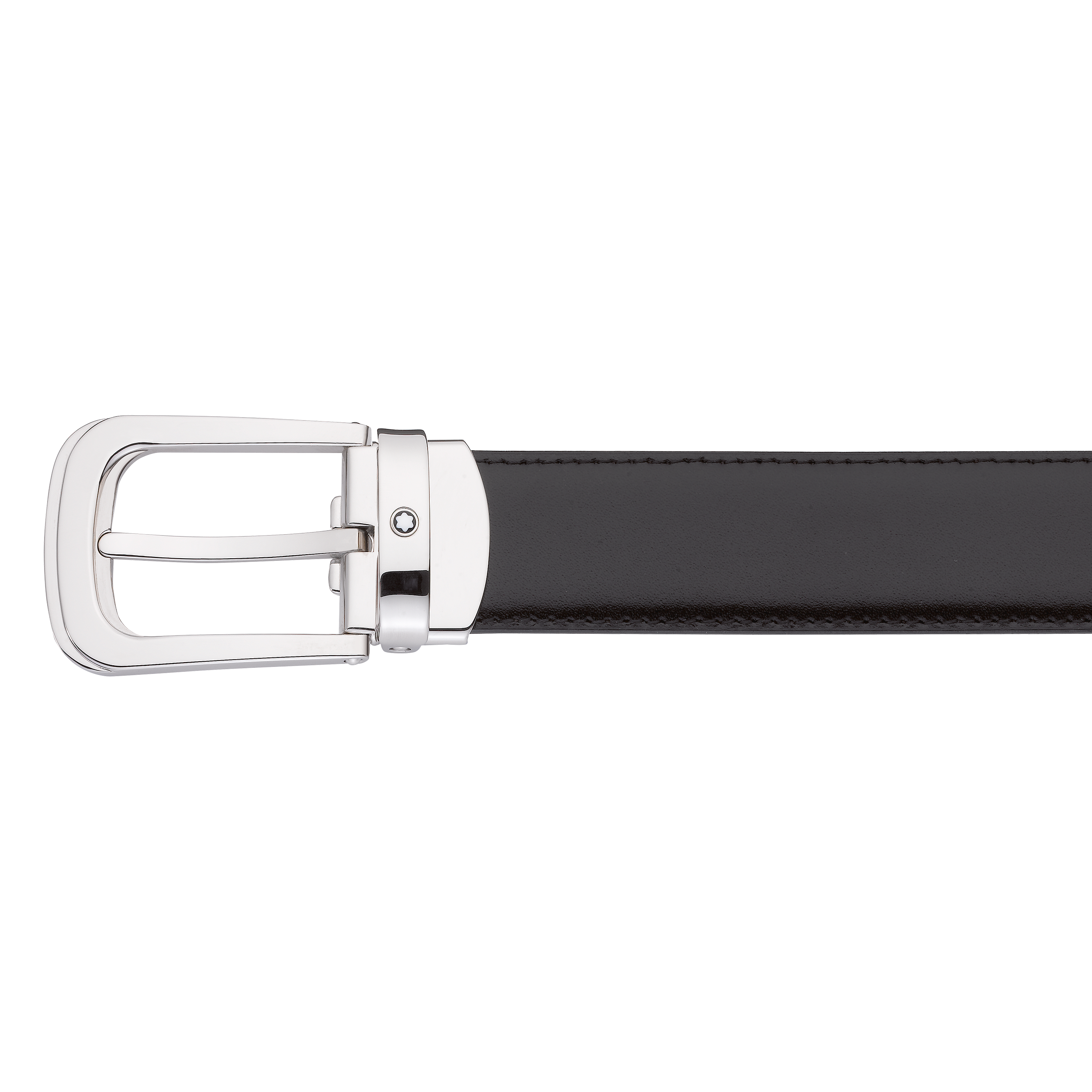 Horseshoe buckle black/brown 30 mm reversible leather belt, image 1
