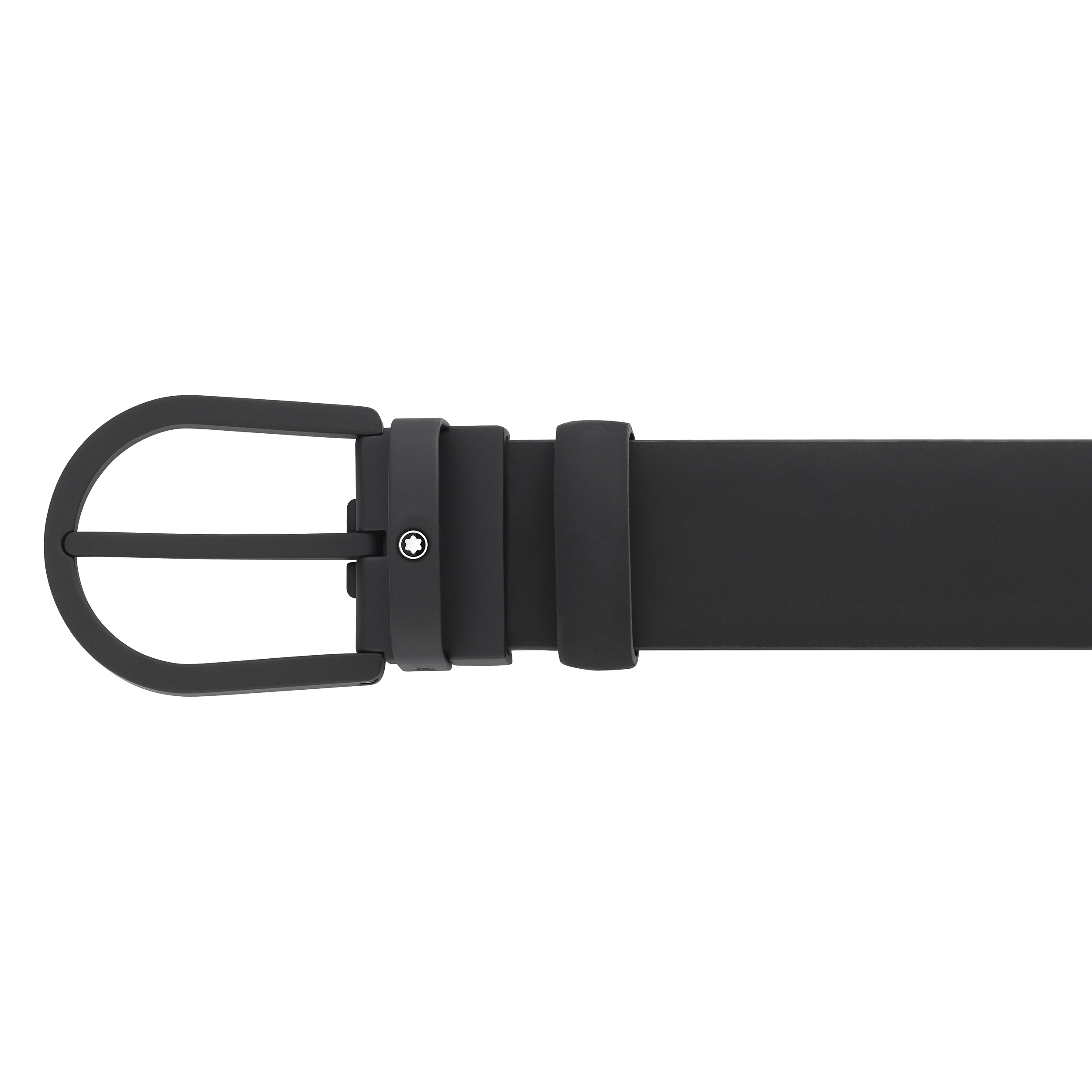 Horseshoe buckle black 35 mm leather belt, image 2