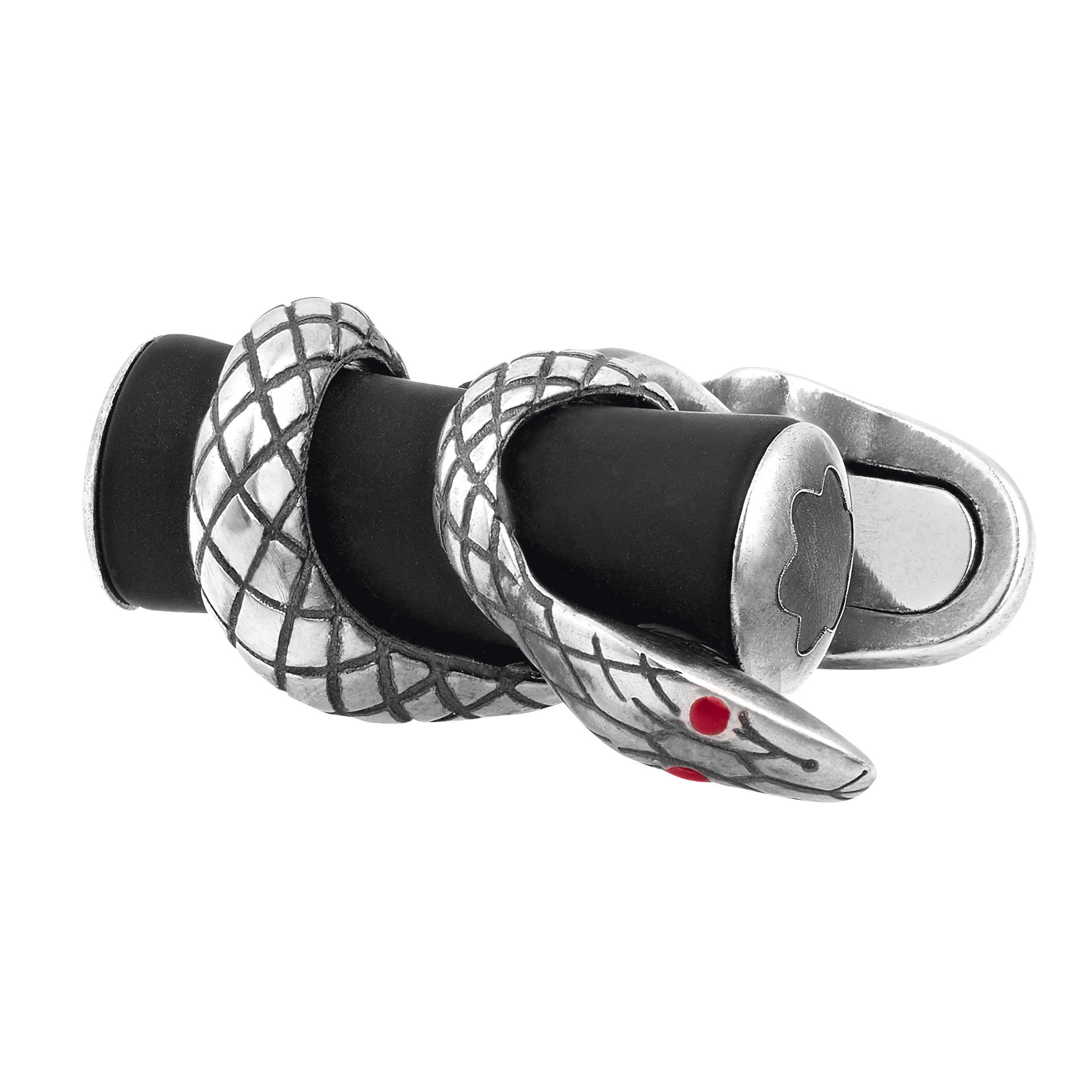 Cufflinks, bar in silver with serpent detail and black ruthenium finish, image 5