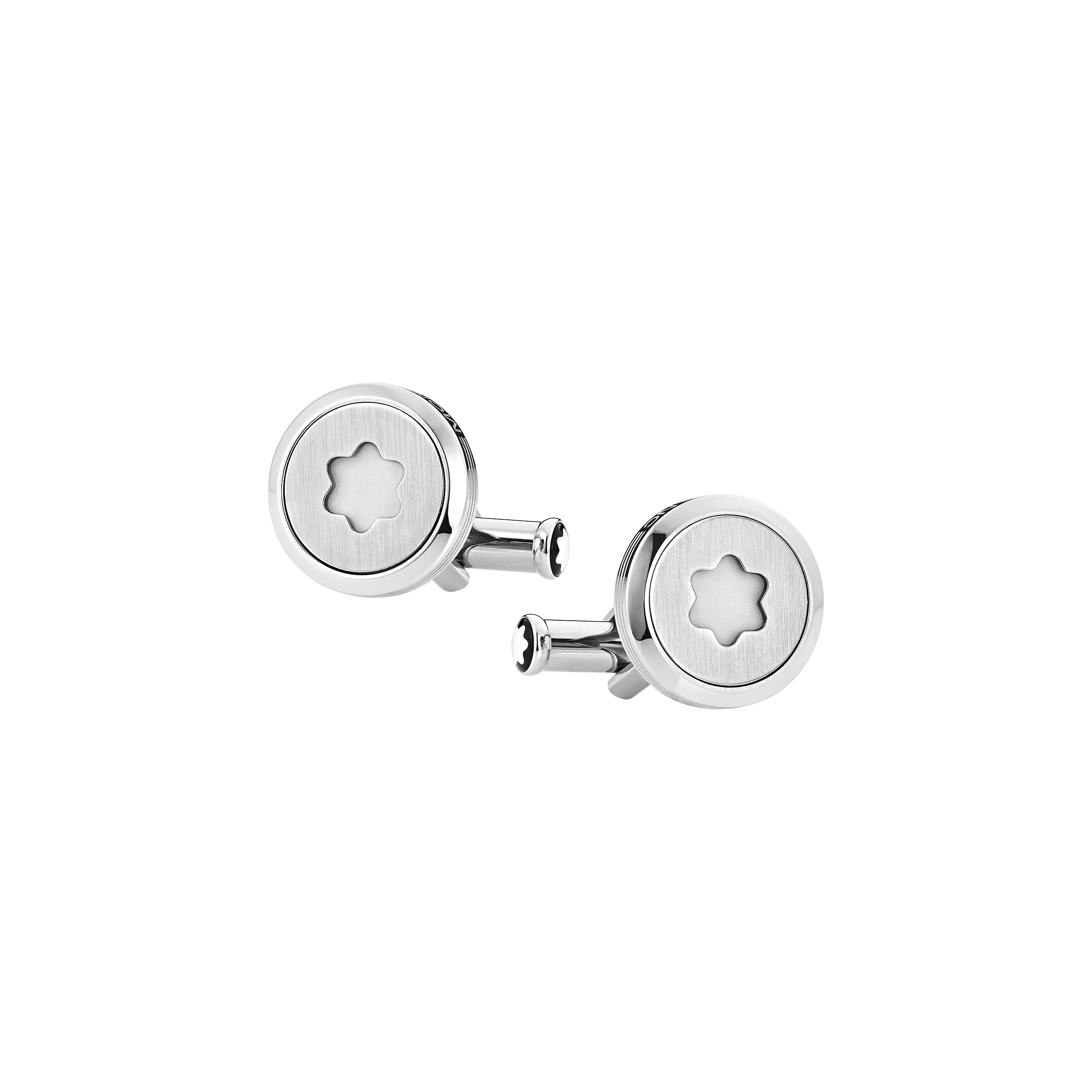 Starwalker Cufflinks, round in stainless steel with illuminating Montblanc emblem