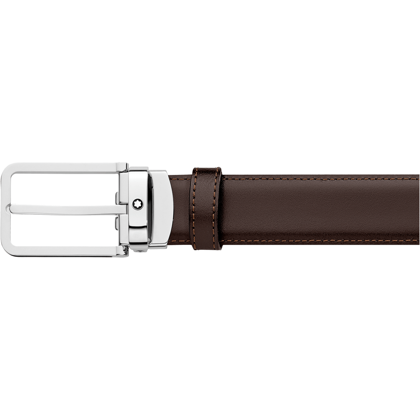 Rectangular Leather & Shiny Stainless Steel Pin Buckle, image 1
