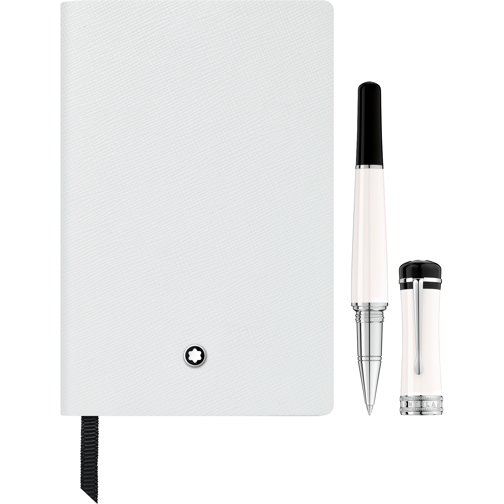 Set with Montblanc Bonheur Rollerball and Notebook #148 White, image 1