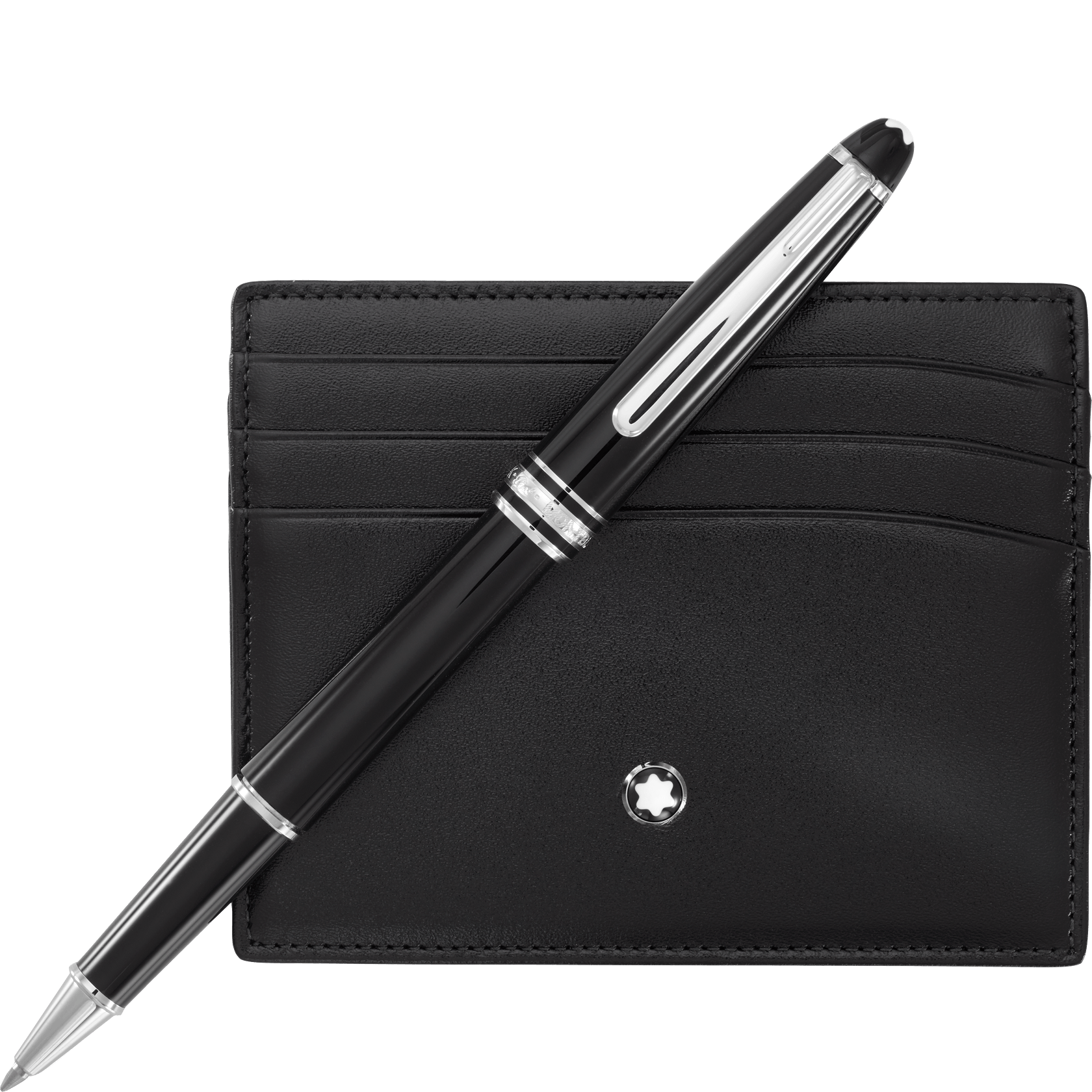 Set with Meisterstück Platinum Line Classique Rollerball and black Pocket Holder 6 CC, image 1
