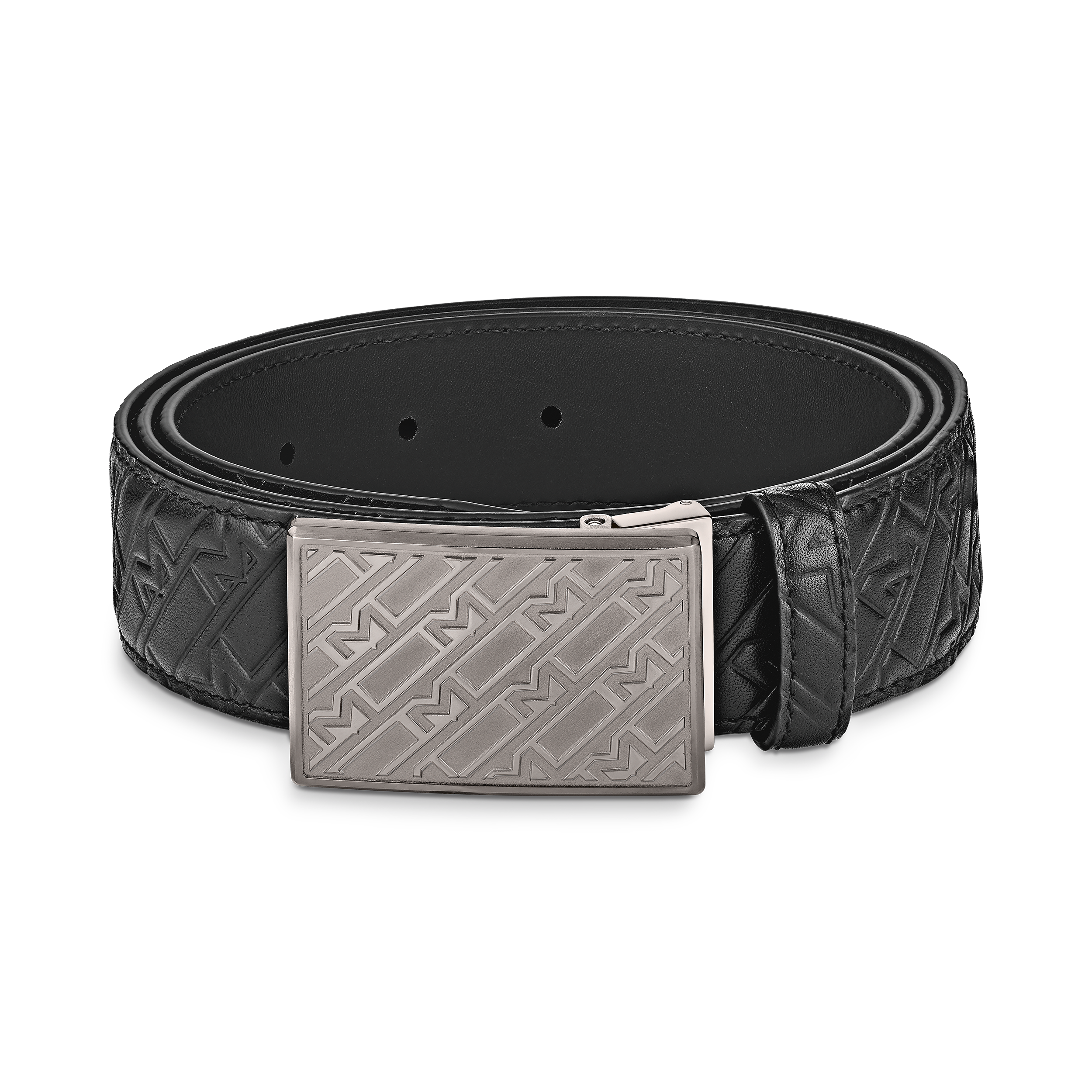 Black 35 mm leather belt, image 3