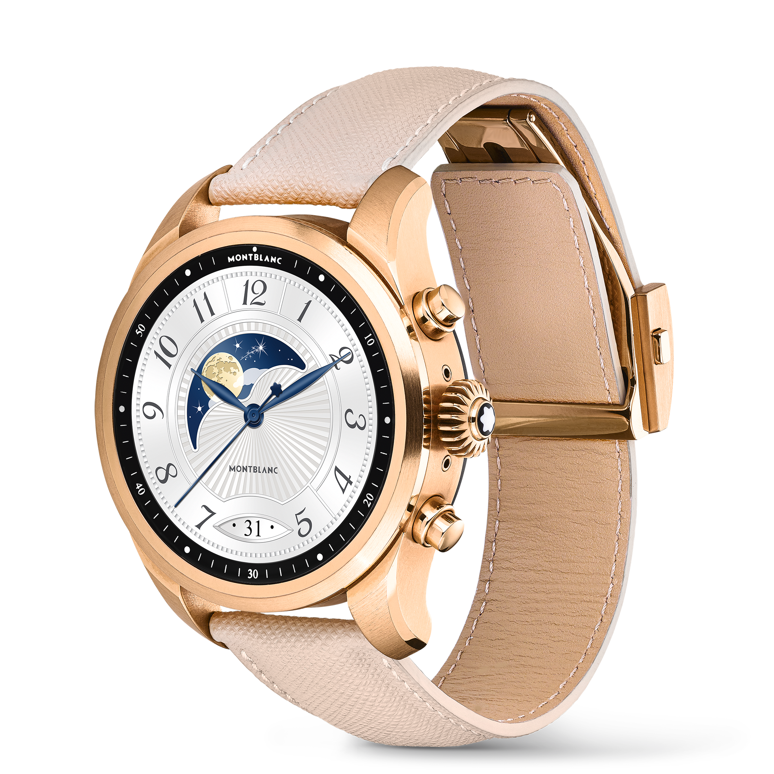 8 صورة ،Montblanc Summit 2+ Smartwatch - Golden Colour with Leather Strap