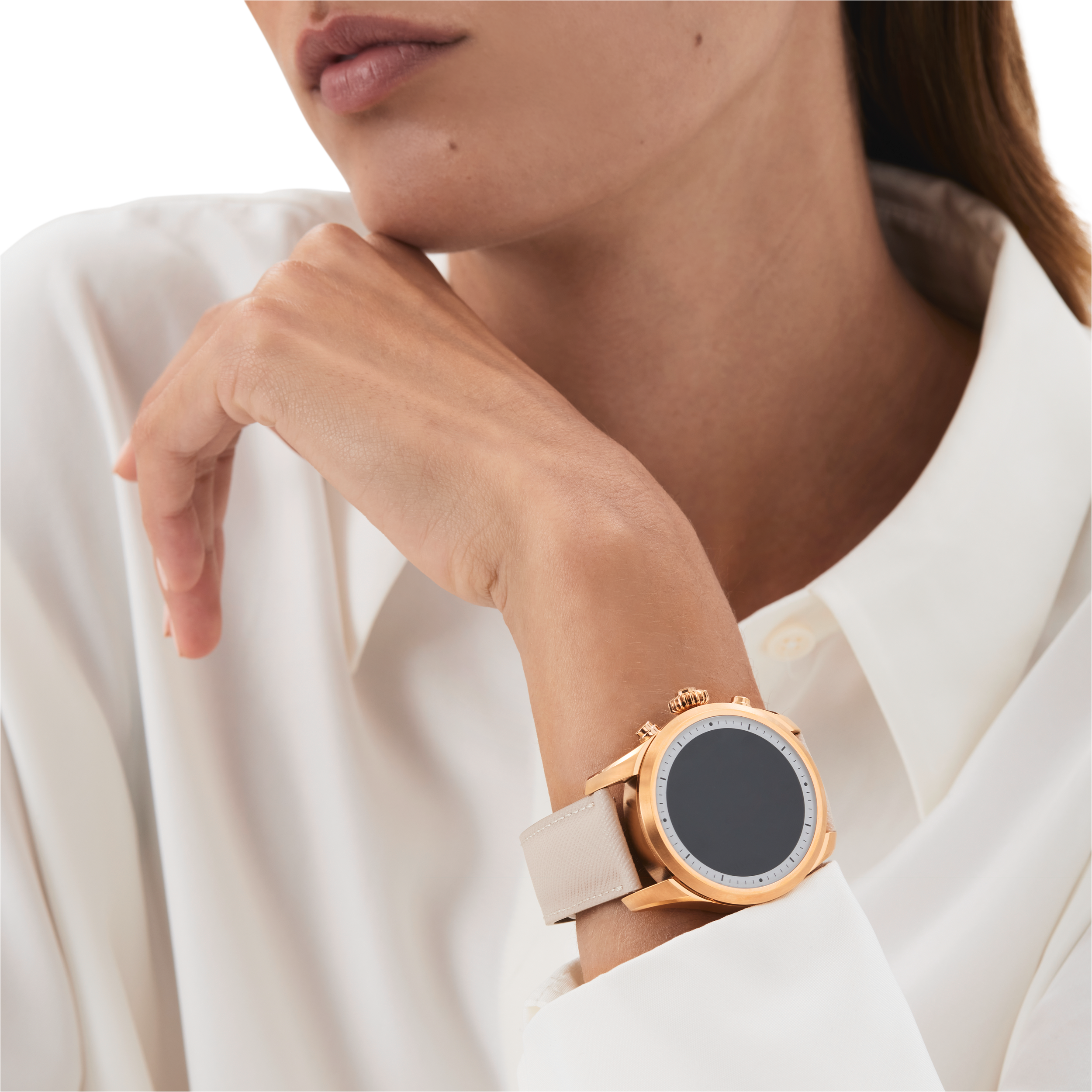 4 صورة ،Montblanc Summit 2+ Smartwatch - Golden Colour with Leather Strap