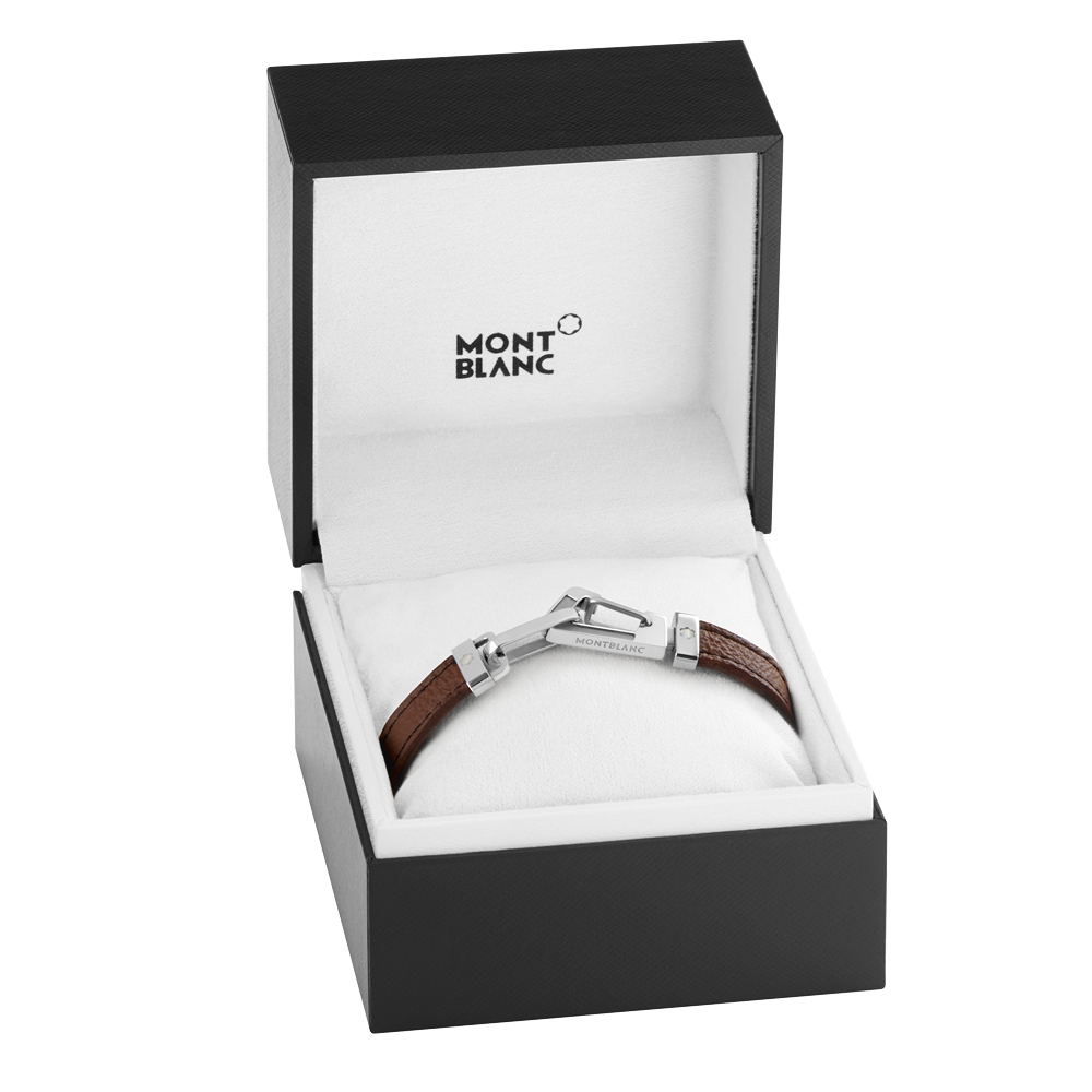 Bracelet in brown leather with carabiner closure in stainless steel, image 5