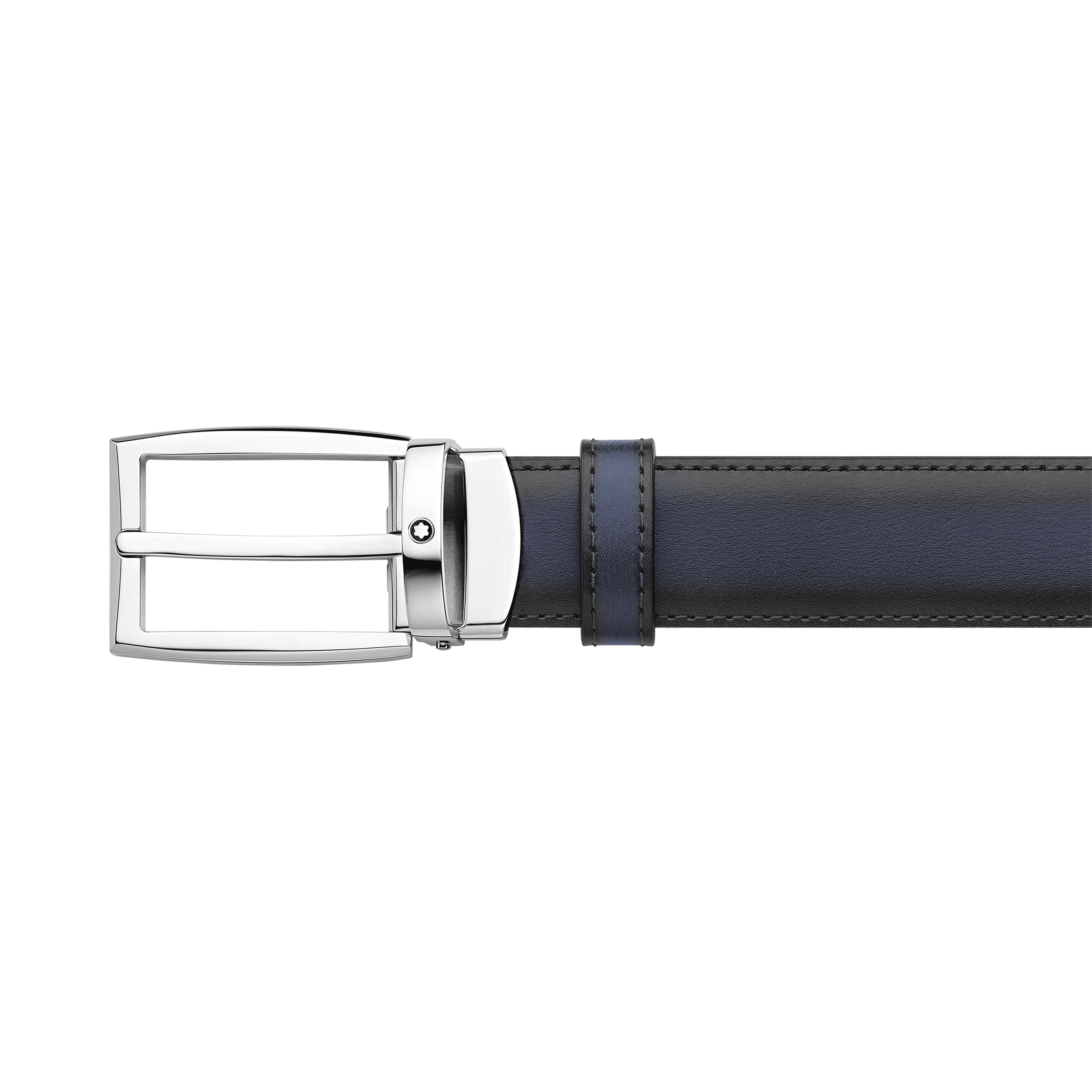 Black/blue 30 mm reversible leather belt, image 2