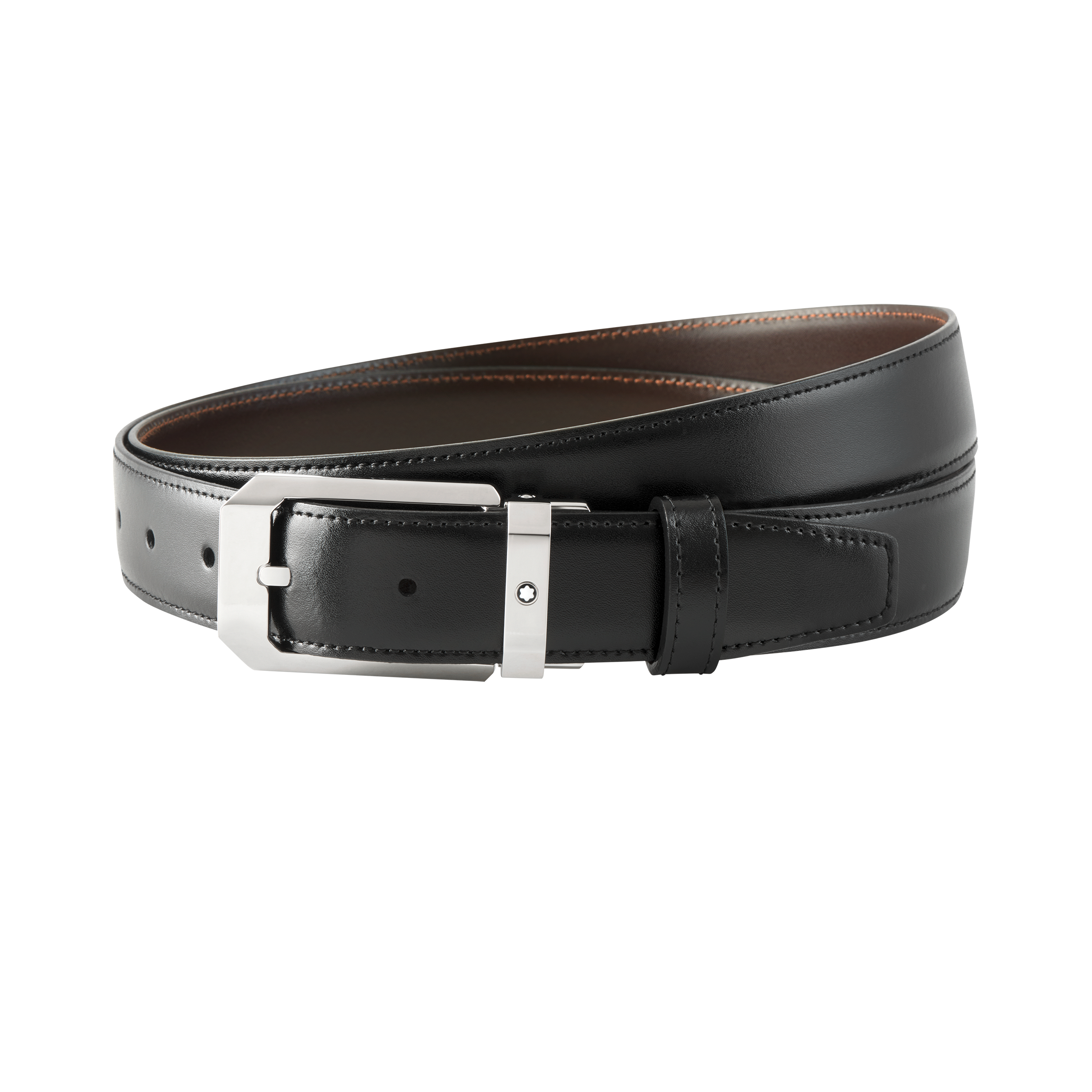 Black/brown 30 mm reversible leather belt, image 1
