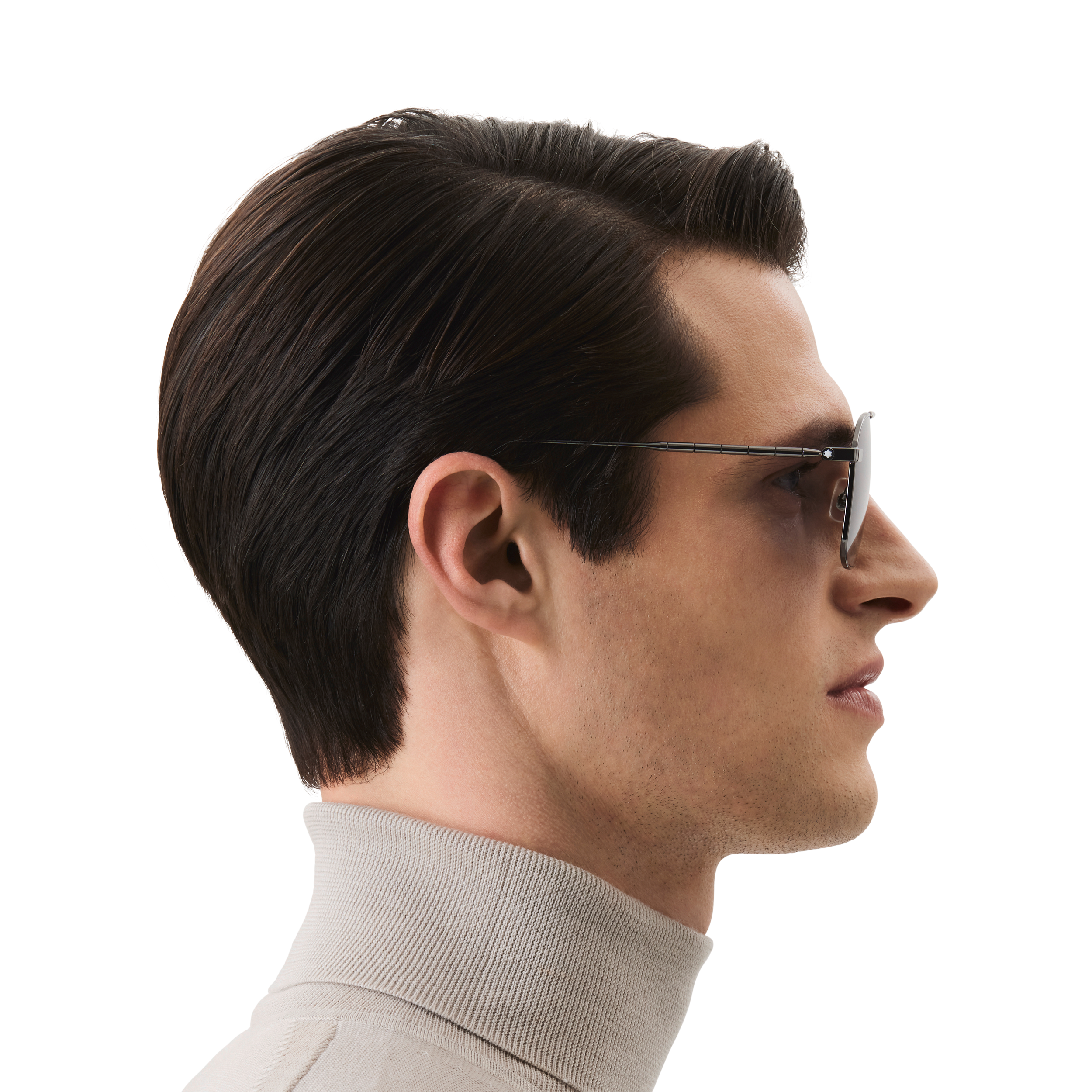 Rectangular Sunglasses with Ruthenium-Colored Metal Frame, image 3