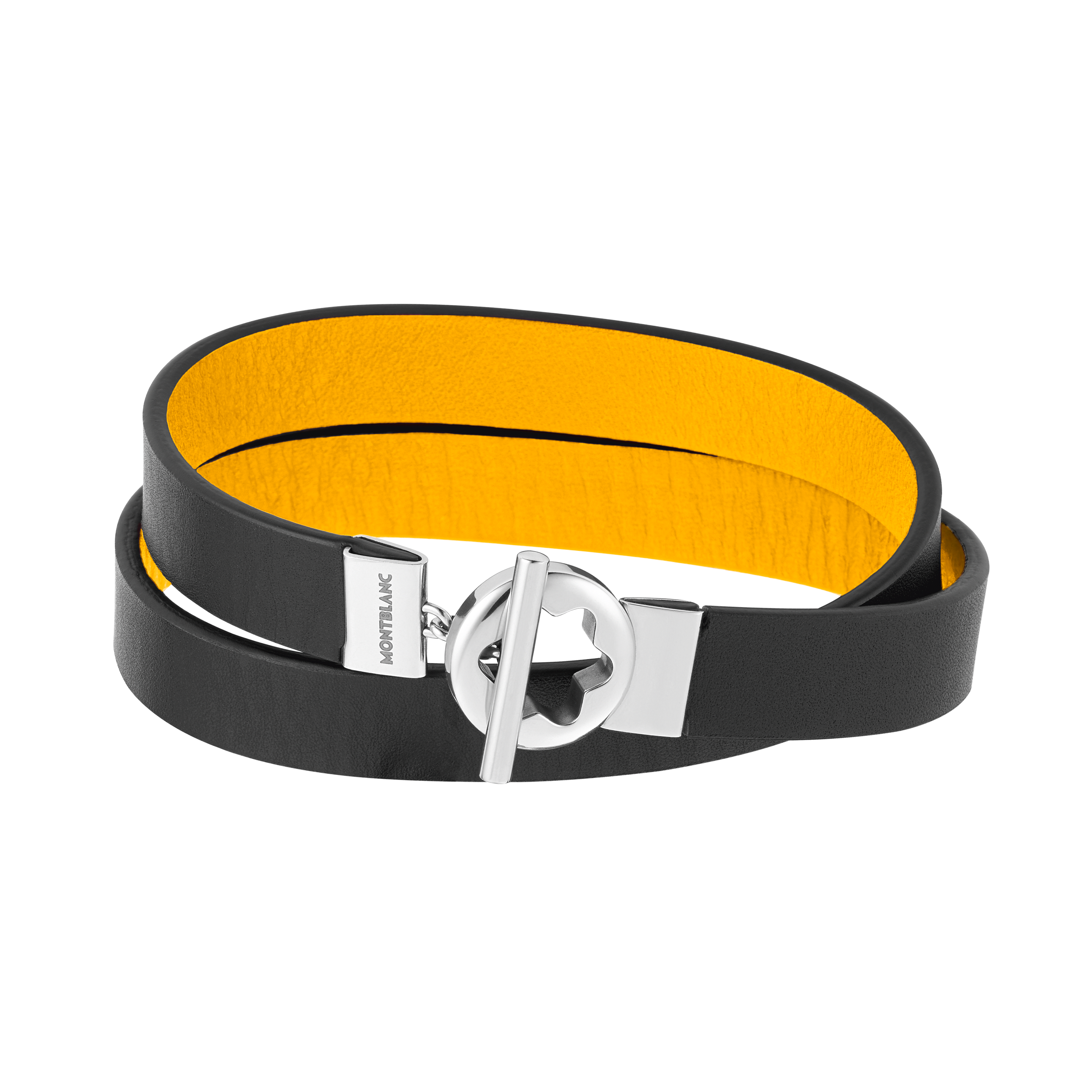 Double-faced leather bracelet with stainless steel snowcap closure, image 2