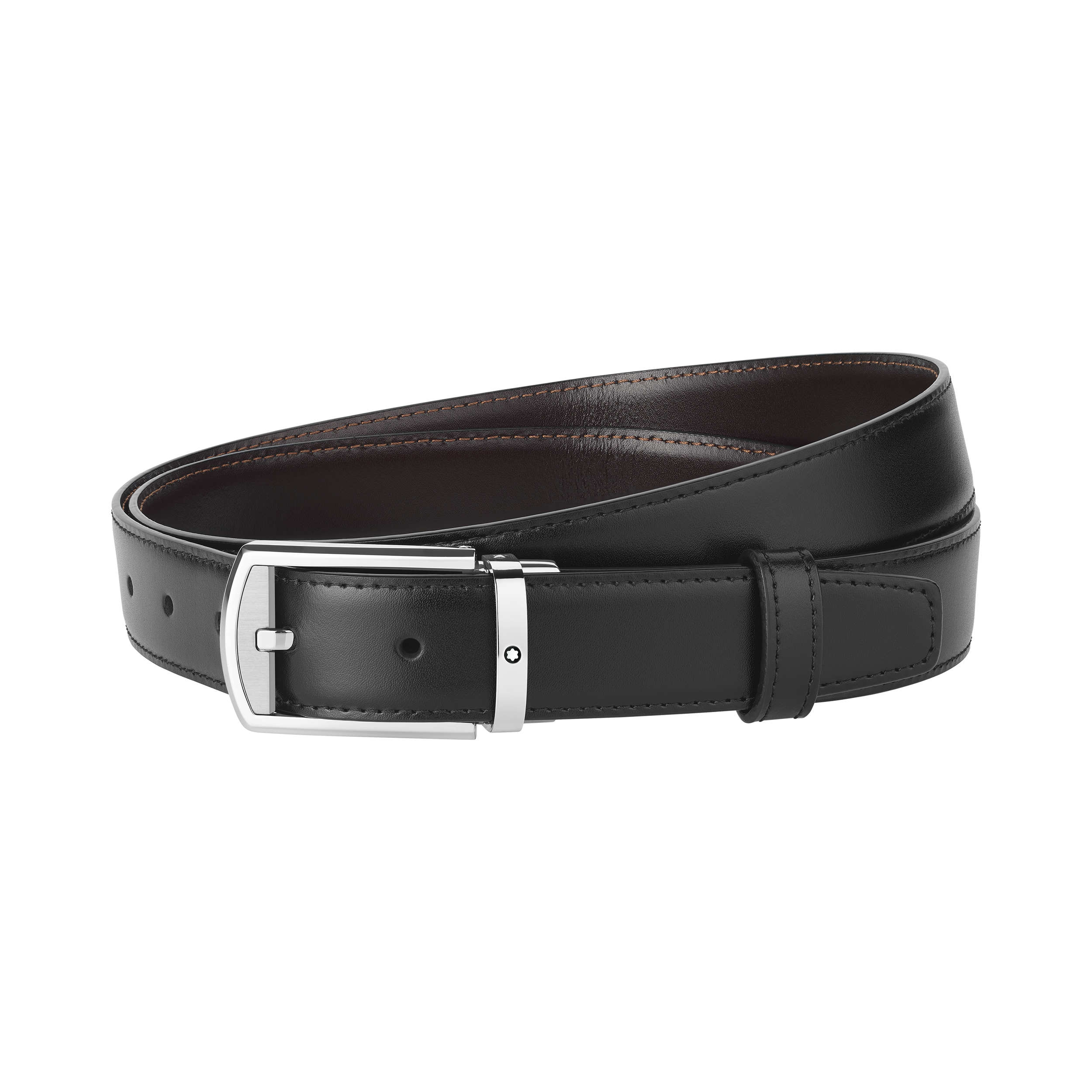 Black/brown 30 mm reversible leather belt, image 1
