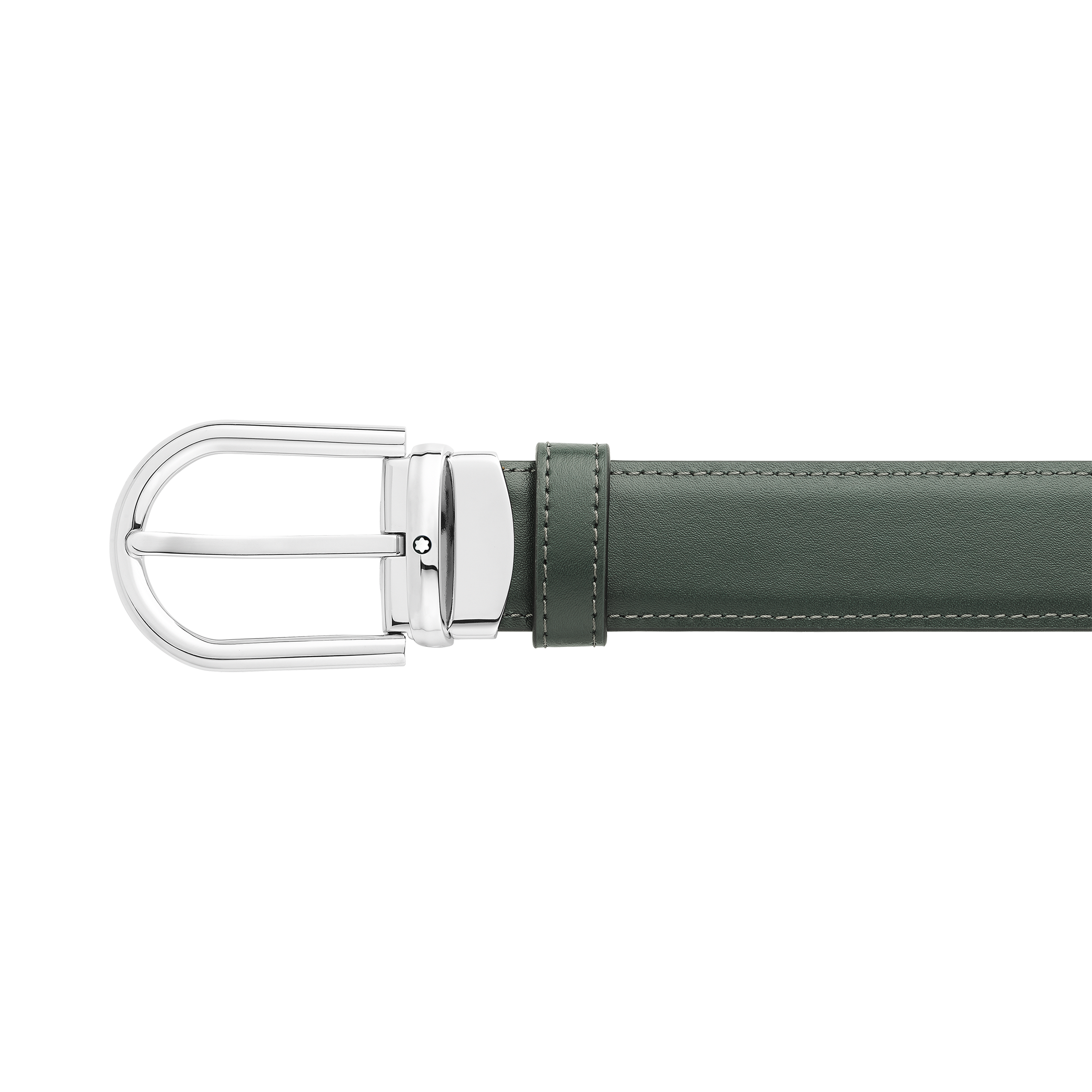 Horseshoe buckle black/green 30 mm reversible leather belt, image 1