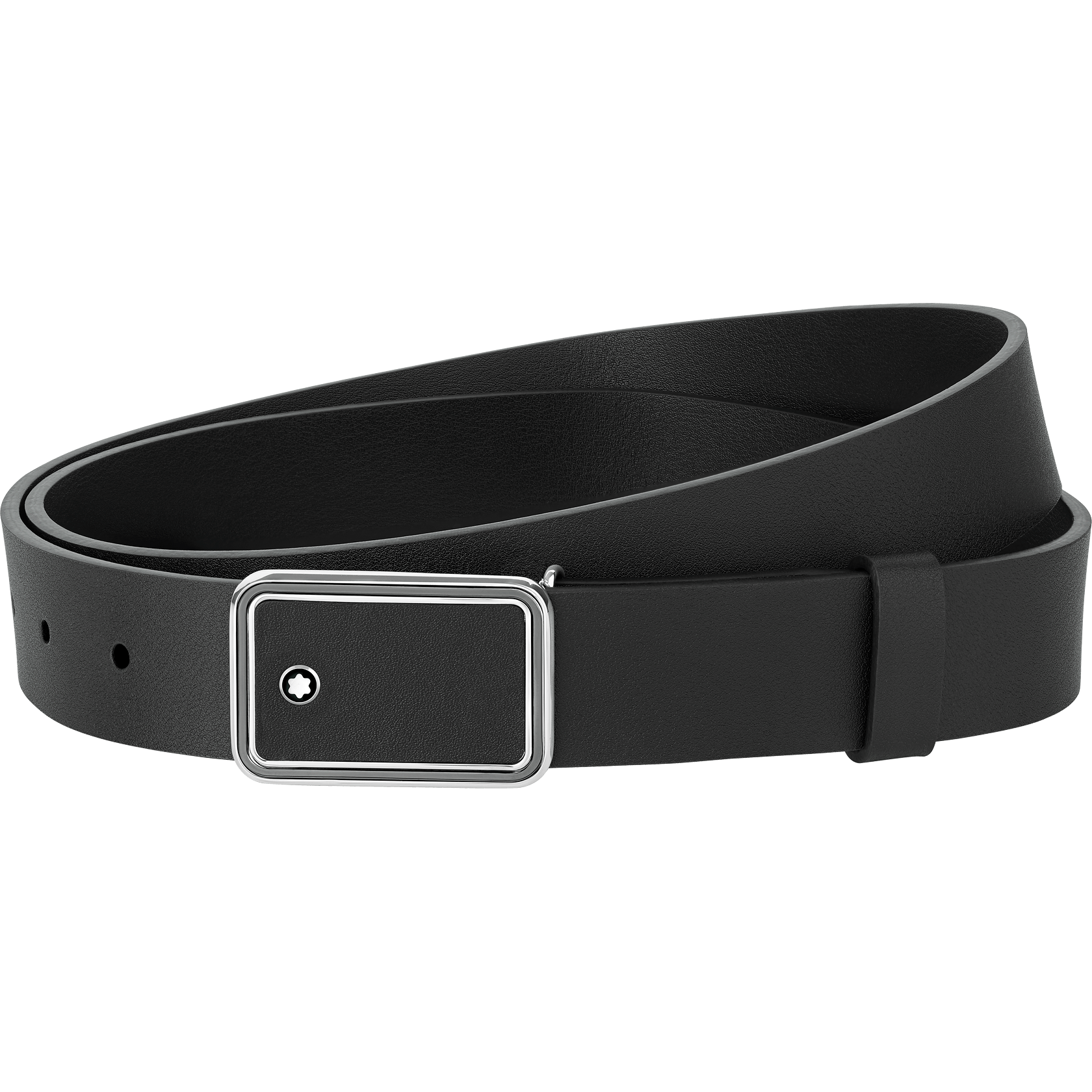 Shiny Palladium finish Dark Ruthenium finish and Black Leather finish Buckle Belt, image 1