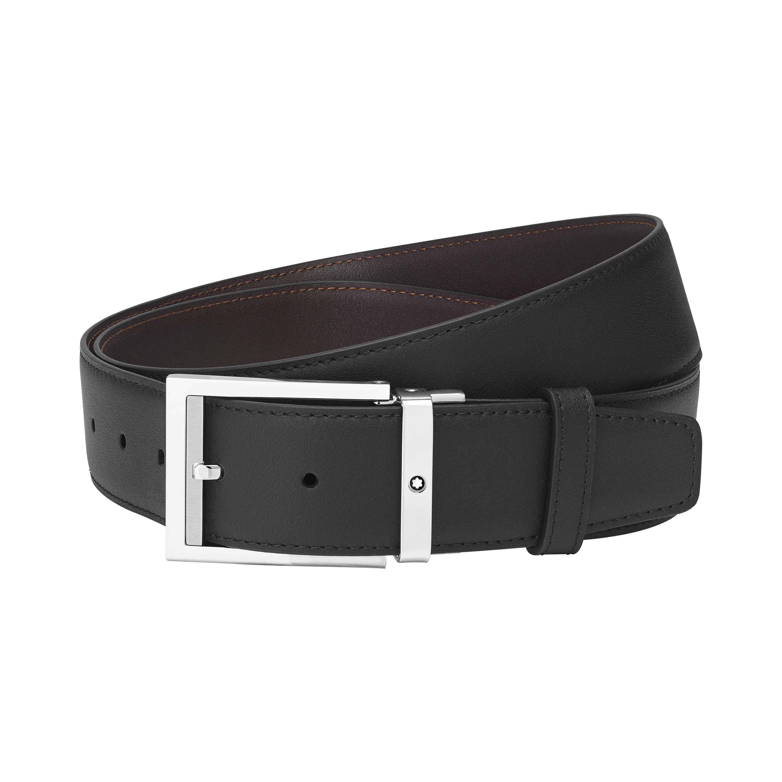 Black/brown 40 mm reversible leather belt, image 2