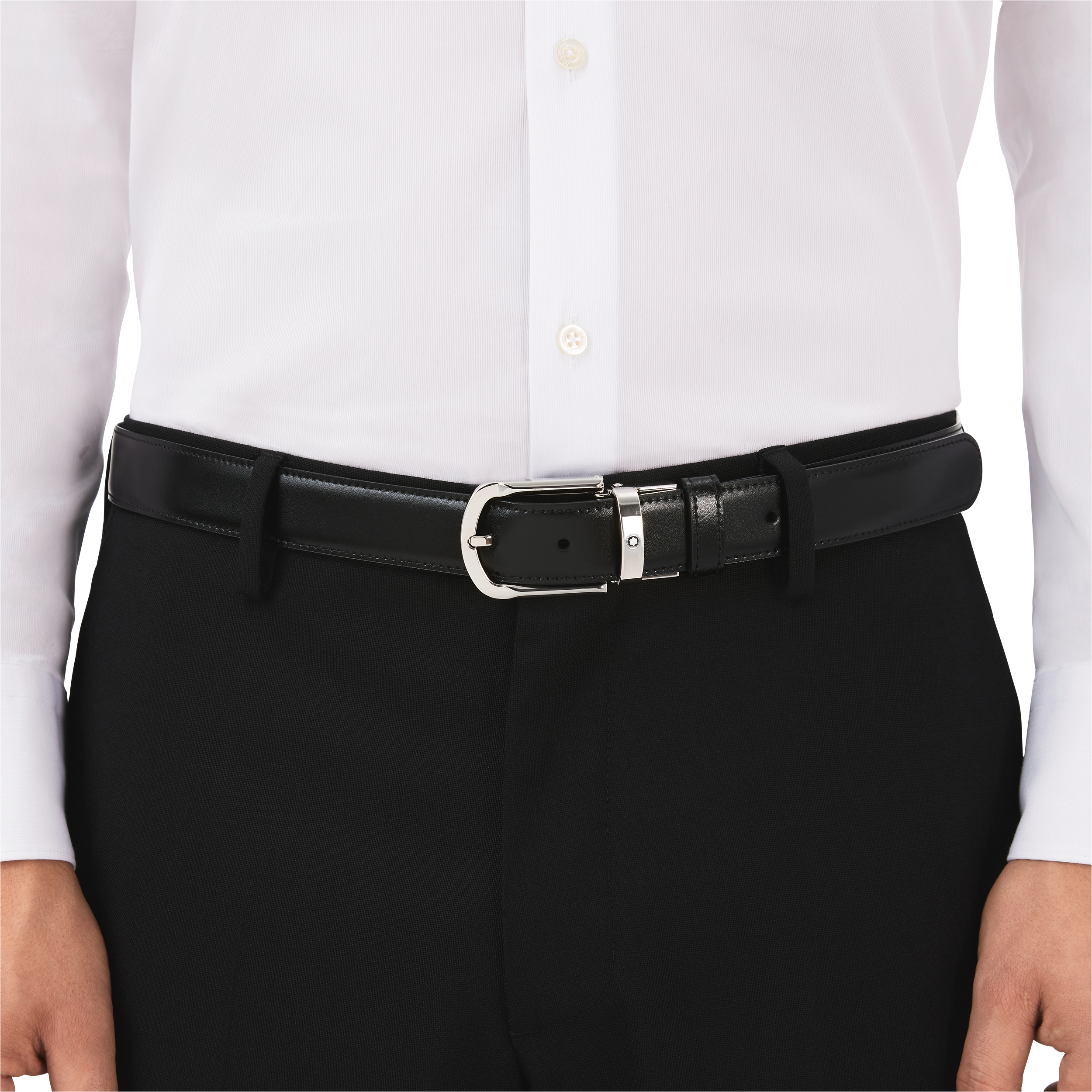 Horseshoe buckle black/brown 30 mm reversible leather belt, image 3